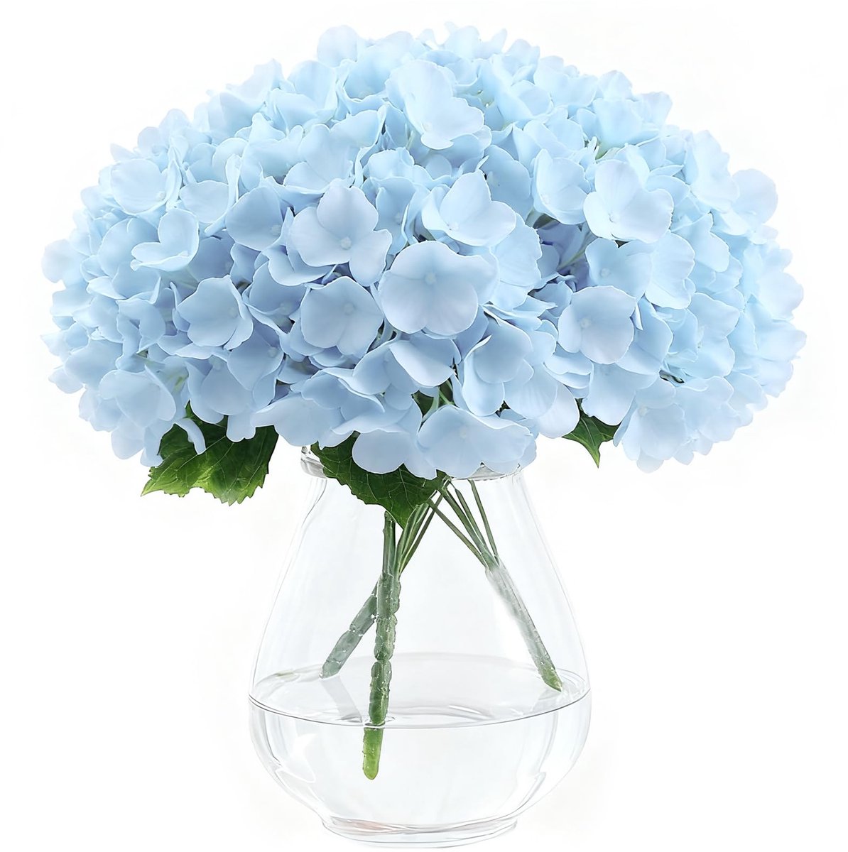 SnelShoppen - Kunsthortensia's van Zijde 15 Koppen - Realistische Kunstbloemen - DIY Bloemstelen voor Bruiloften, Feest & Woondecoratie - Lichtblauw (