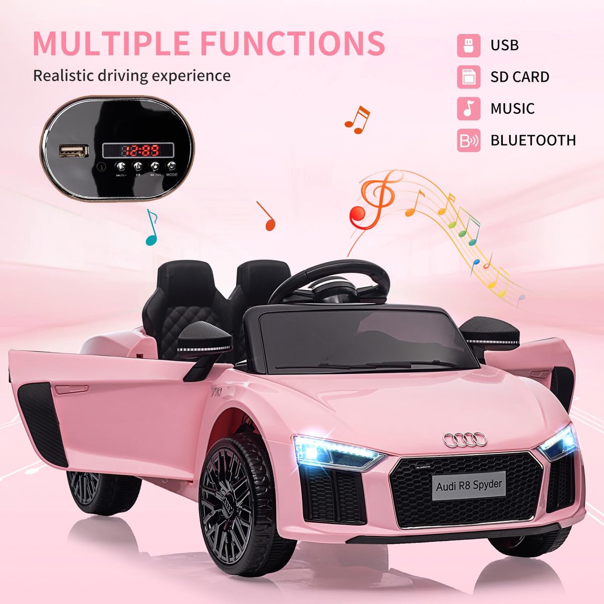 SnelShoppen - Elektrische Auto voor Kinderen, 6V, Dubbele Motor 25W X2, Roze, Geschikt voor Tuin, Feest, Avontuur, Veilig en Leuk Speelgoed