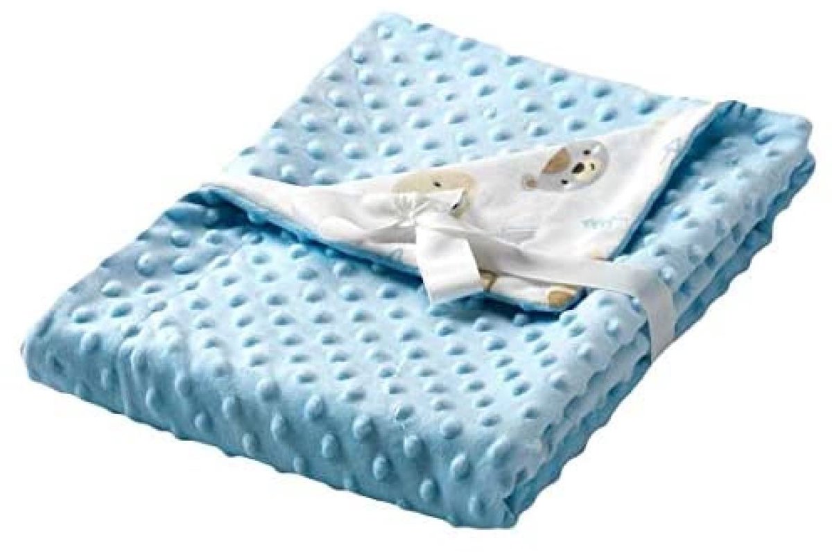 SnelShoppen - Textiles Mora Babydeken Dubidu - Unisex Mini Wieg Deken 80 x 110 cm - Blauw - Perfect voor Baby's, Kinderen en als Kraamcadeau