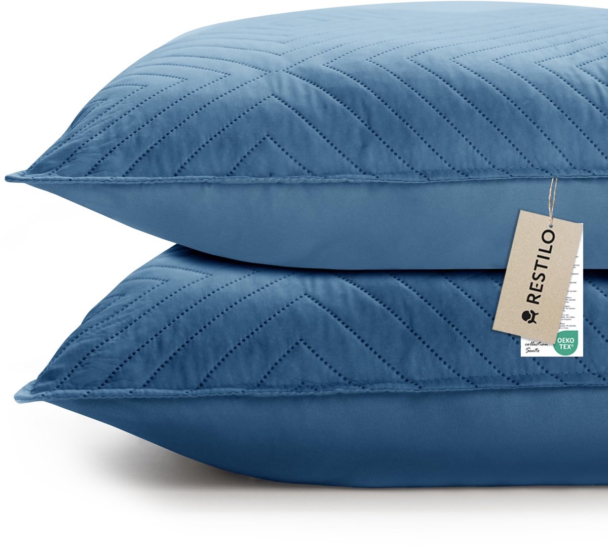 SnelShoppen - Kussensloop Set van 2 Stuks 50 x 70 cm - Donkerblauw en Blauw - Decoratieve Kussenhoezen voor Bank en Slaapkamer - Zacht en Ultrasoon St