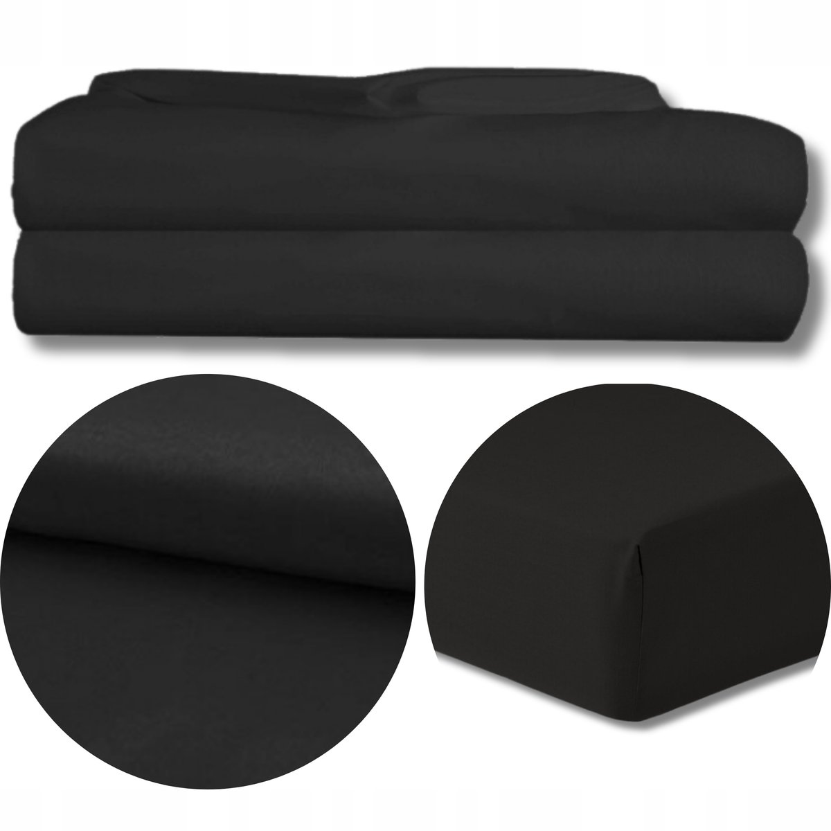 KONEY - Laken zonder elastiek 160 x 200 cm - microvezel - Zwart - 120 g/m²