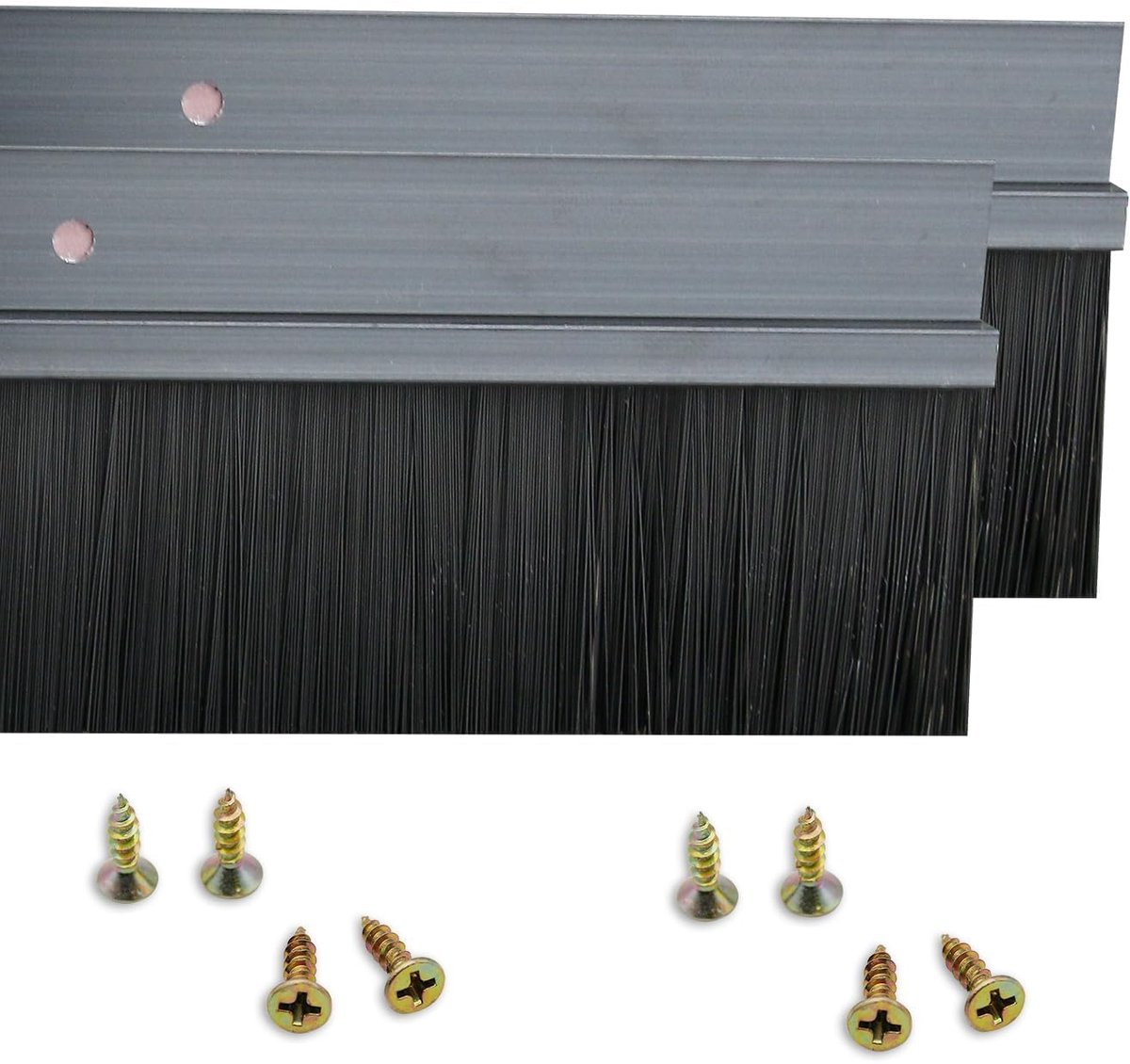 SnelShoppen - 2 Stuks H-vormige Aluminiumlegering Deurafdichting met Nylonborstel - Streepborstel 1000 mm x 60 mm voor Effectieve Isolatie en Geluidde
