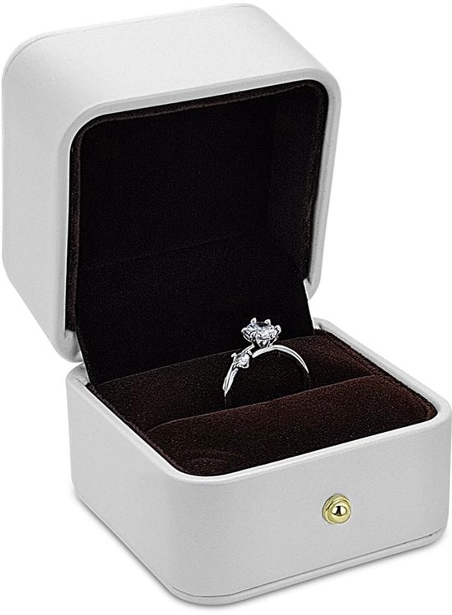 Ringenbox Elegant - PU Leer - Sieradendoos - Verlovingsring - Bruiloft - Luxe Ontwerp - Ideale Afmetingen 6.3x6.3x6.3 cm - Sieradenbox