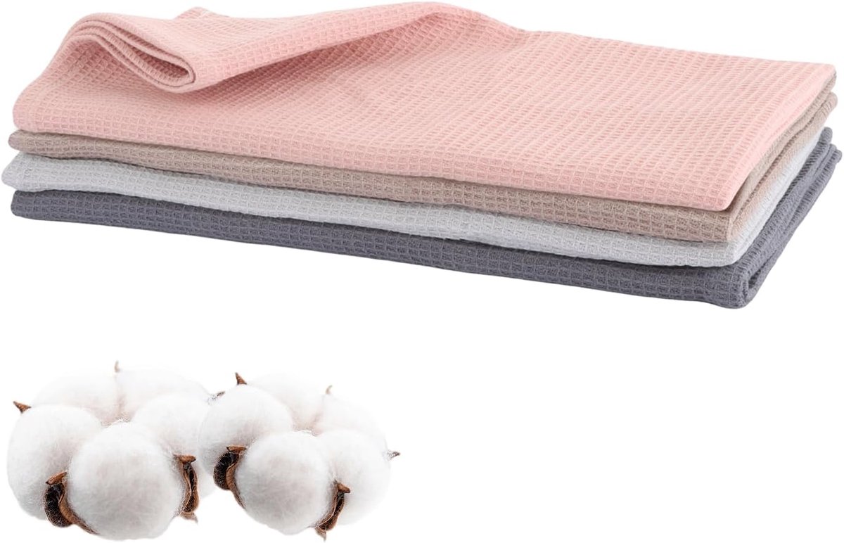 Thijox - 4 Stuks Keukenhanddoeken - Katoenen Keukenhanddoeken - Absorberend en Duurzaam - Perfect voor Keuken, Huishouden en Feestjes - Moderne Kleure