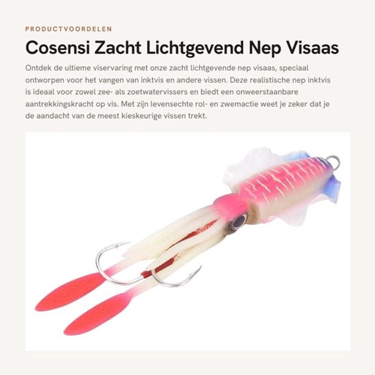 Nepvisaas Zacht Lichtgevend - Inktvis Aas - 3D Ogen - Vissen Lokken - Zee/Zoet Water - Hoogwaardig PVC - Inktvisaas