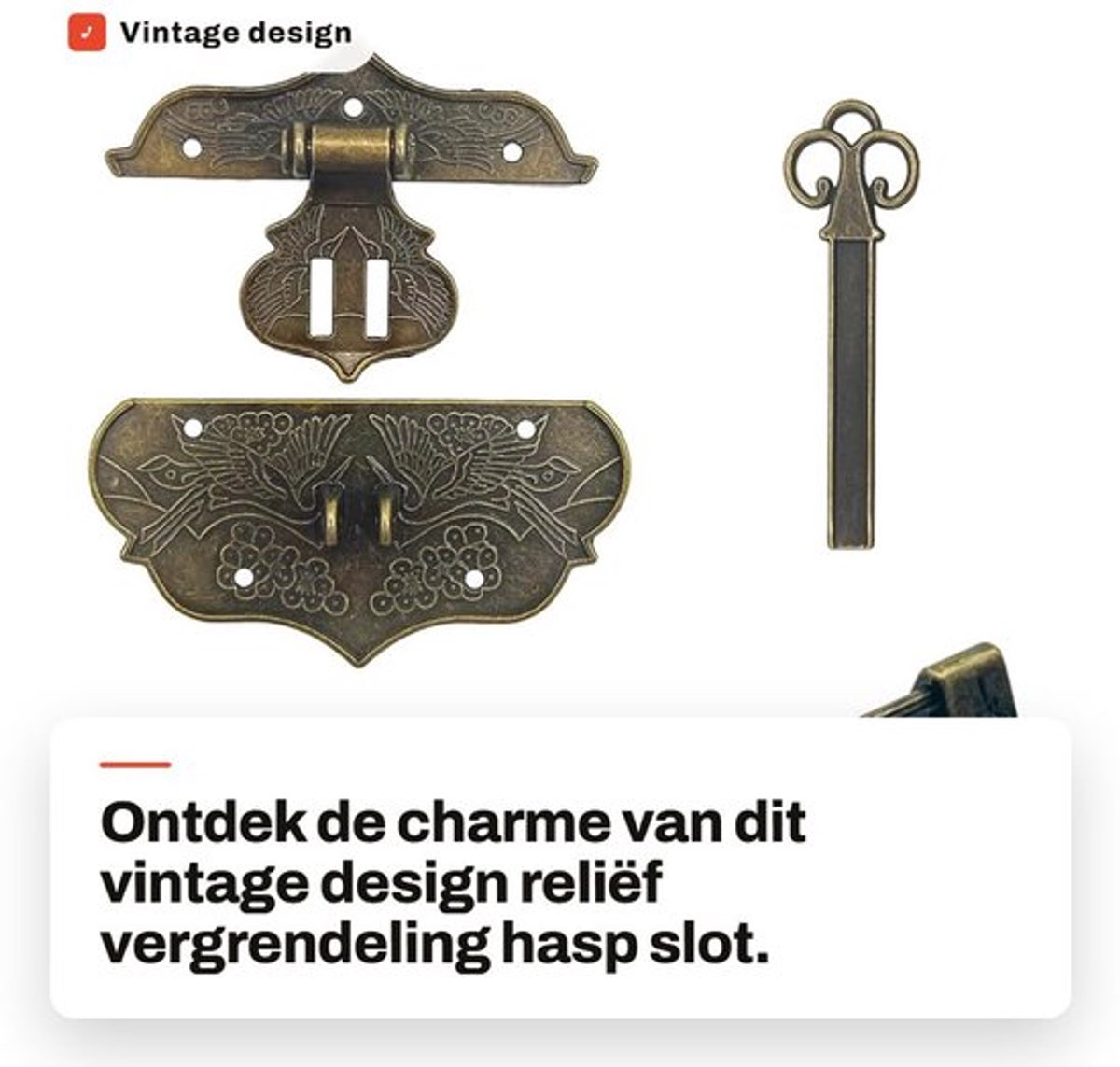 Vergrendeling Vintage Design - Hasp Slot - Retro Sluitingen - Decoratieve Hardware - Zinklegering - Antiek Uiterlijk - Kastslot