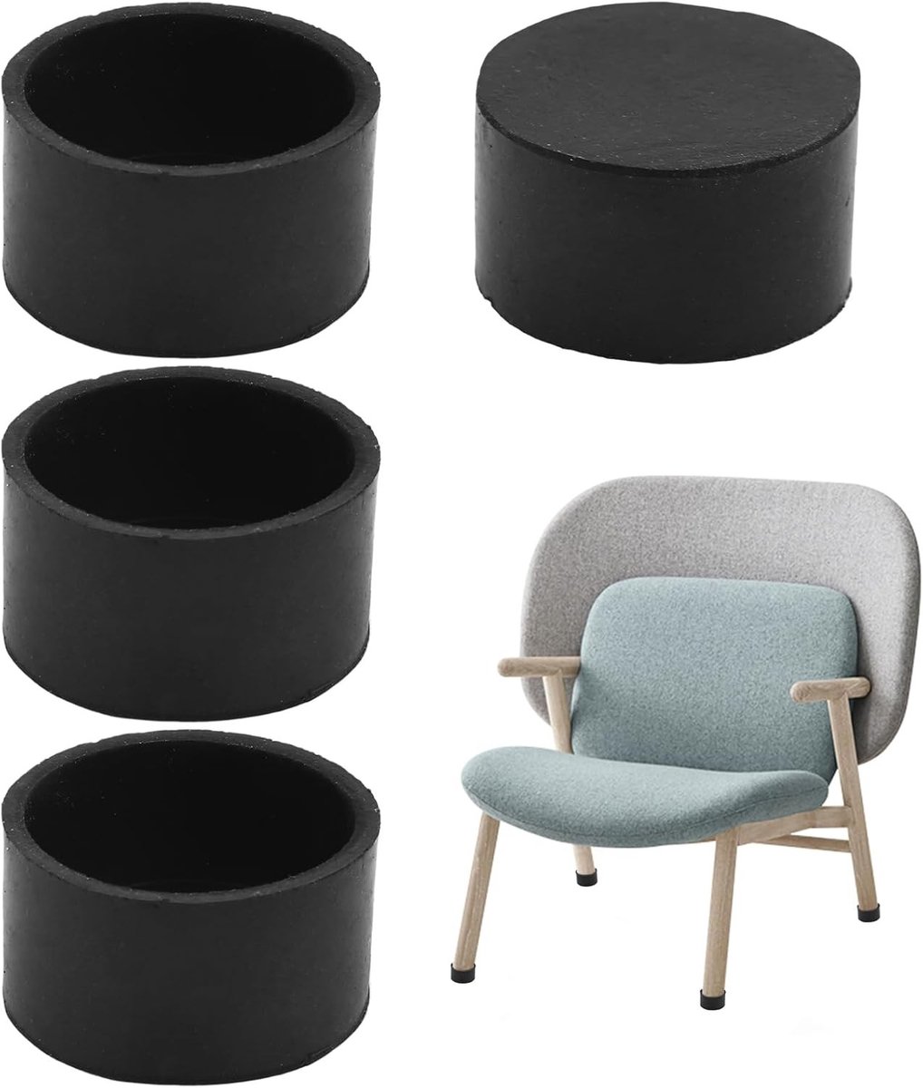 Set van 4 ronde stoelbeenbeschermers Ø25mm - Rubber schokdempers en vloerbeschermers voor meubels, tafels en stoelen