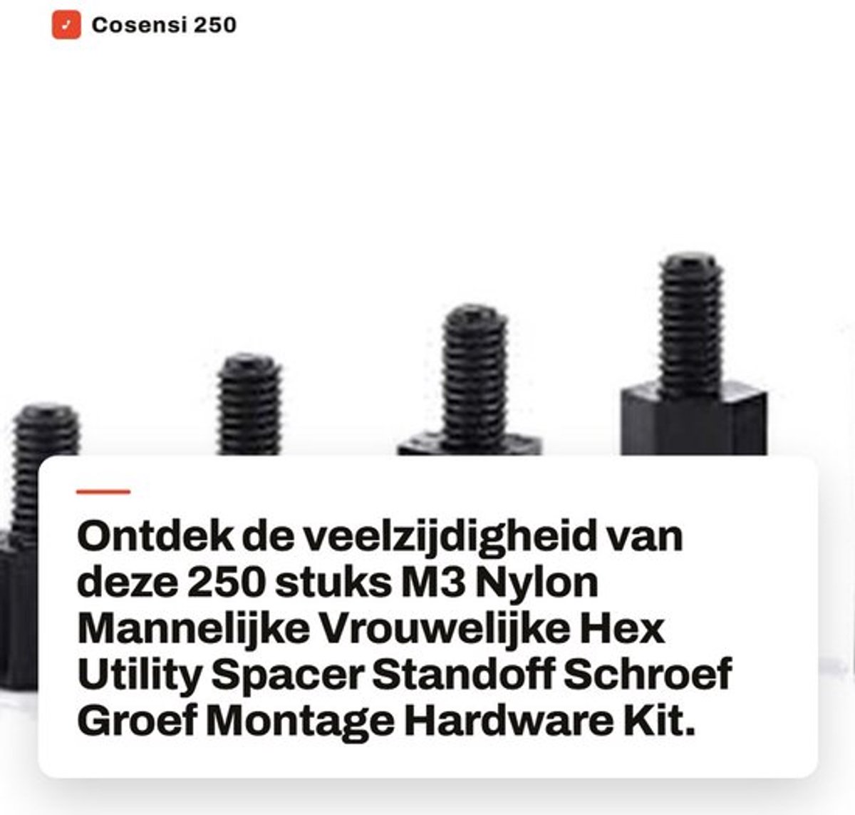250 stuks M3 Nylon Spacer Kit - Montage Hardware - Duurzaam nylon - Prototyping Accessoires - Geschikt voor Circuit Board - Assortiment