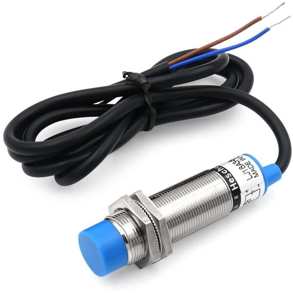 - Inductieve nabijheidssensor - 8mm detectie - Normaal gesloten - 2-draads - 10-30VDC - Voor magnetische metalen - 200mA max.