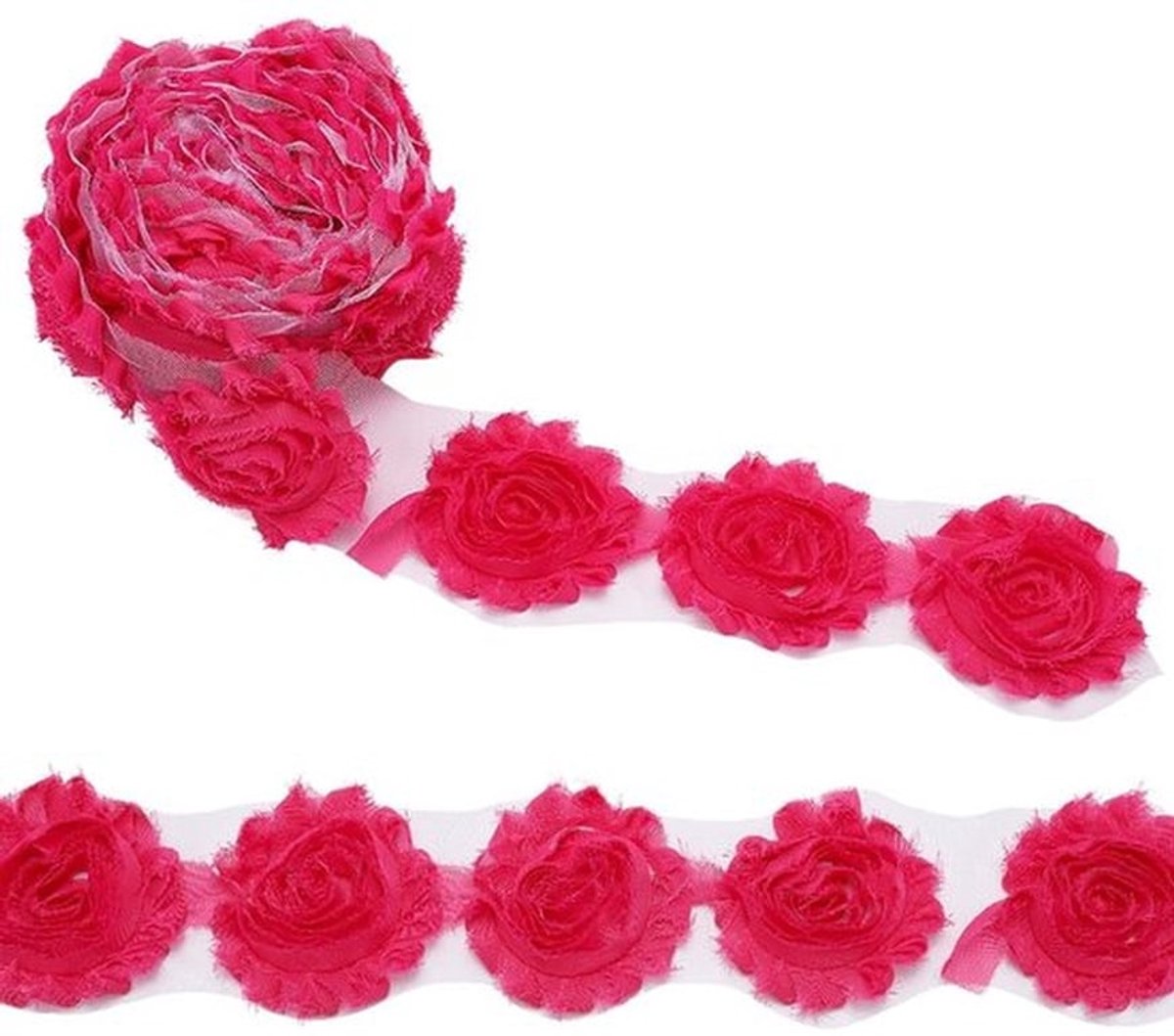 Kant Trim 4.5m - Chiffon Roze - Bloem Trim - Gevlochten Kant - Naaien Accessoires - DIY Decoratie - Bloemkant