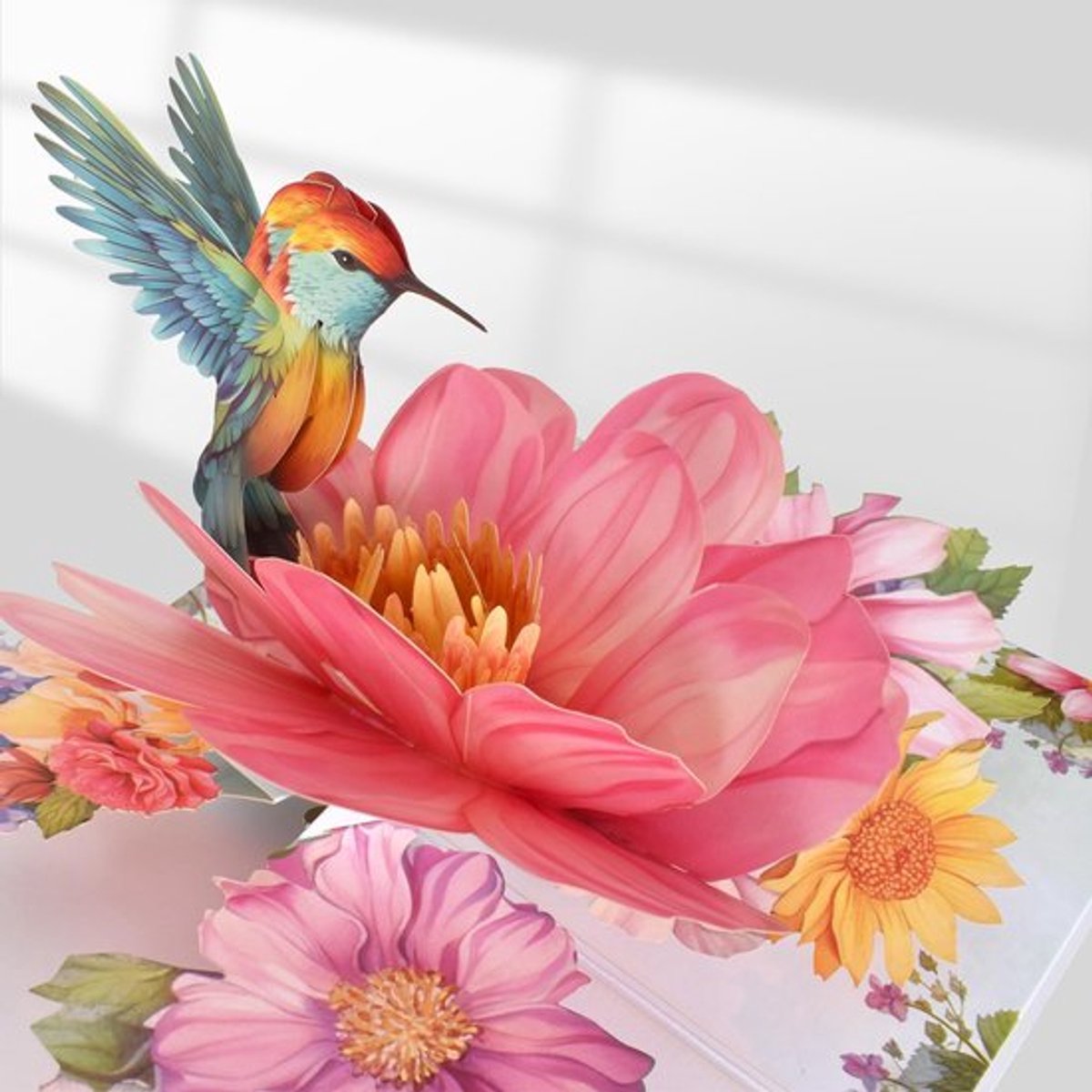 - Kolibrie Verjaardagskaart - Verjaardagskaart voor Vrouwen - Kleurveranderende Tulp - Roze - Natuurthema - Uniek en Betekenisvol - Geschik...