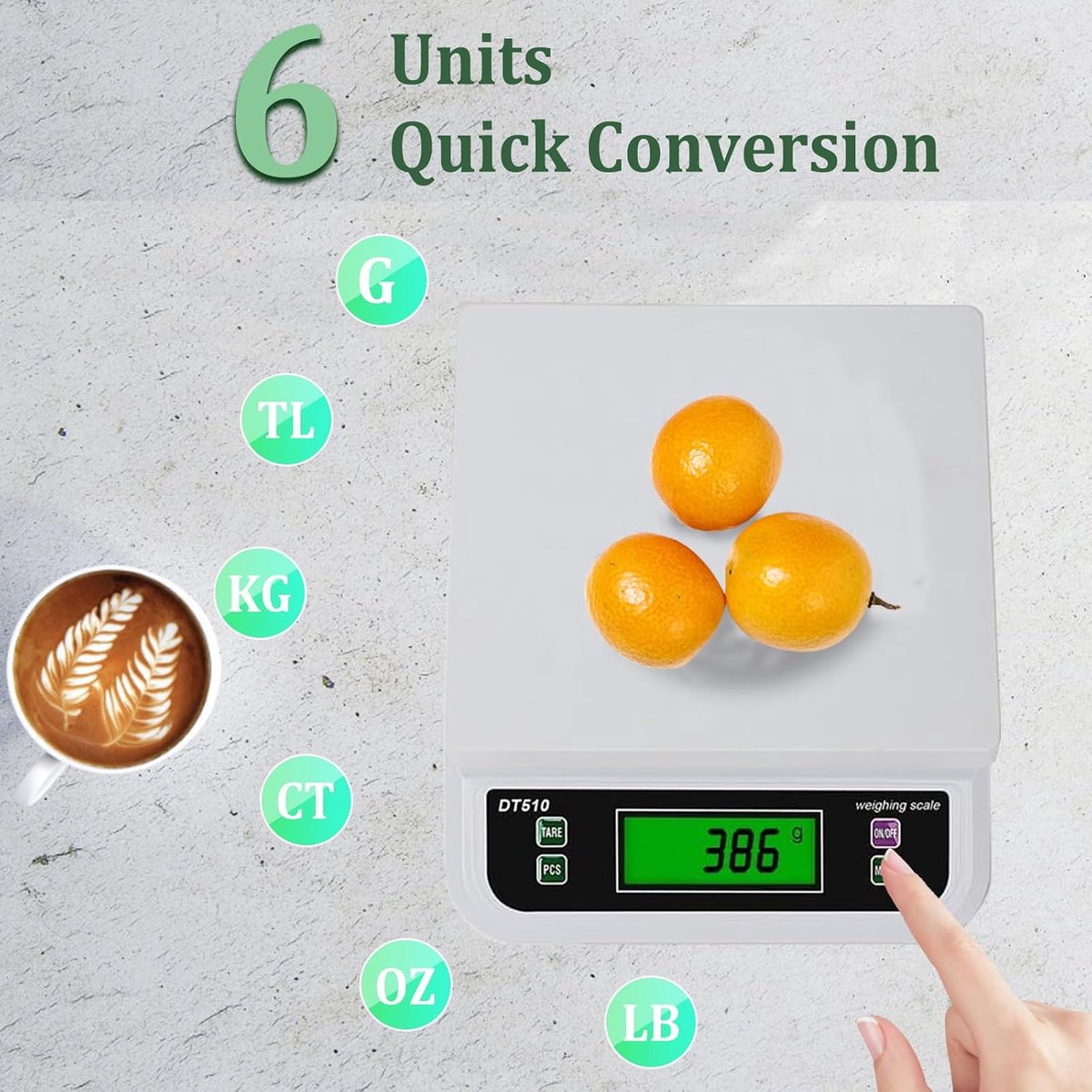 SnelShoppen - Digitale Keukenweegschaal 30 kg met LCD Display, Voedingsweegschaal voor Bakken, Fruit en Groenten, 6 Eenheden g, oz, lb, kg, TL, CT, AB