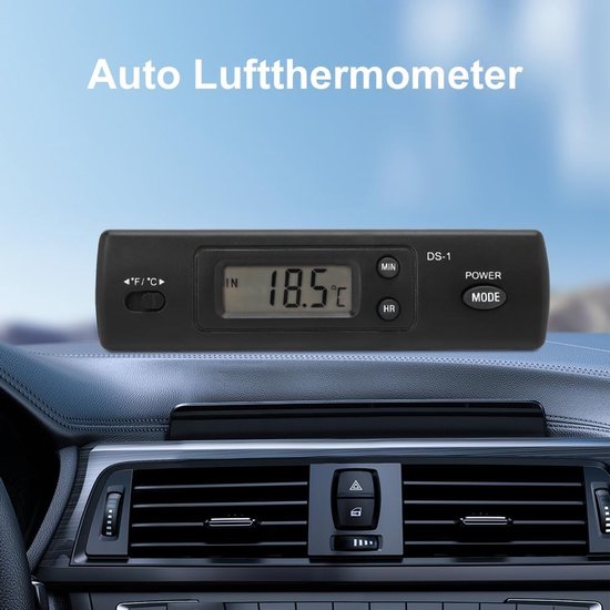 Auto Thermometer - Elektronische Klok - Dubbele Probe - Binnen en Buiten Temperatuur - Digitale Klok - Multifunctioneel - Hoge Nauwkeurigheid voor Voertuigen van Houzetta — afbeelding 3