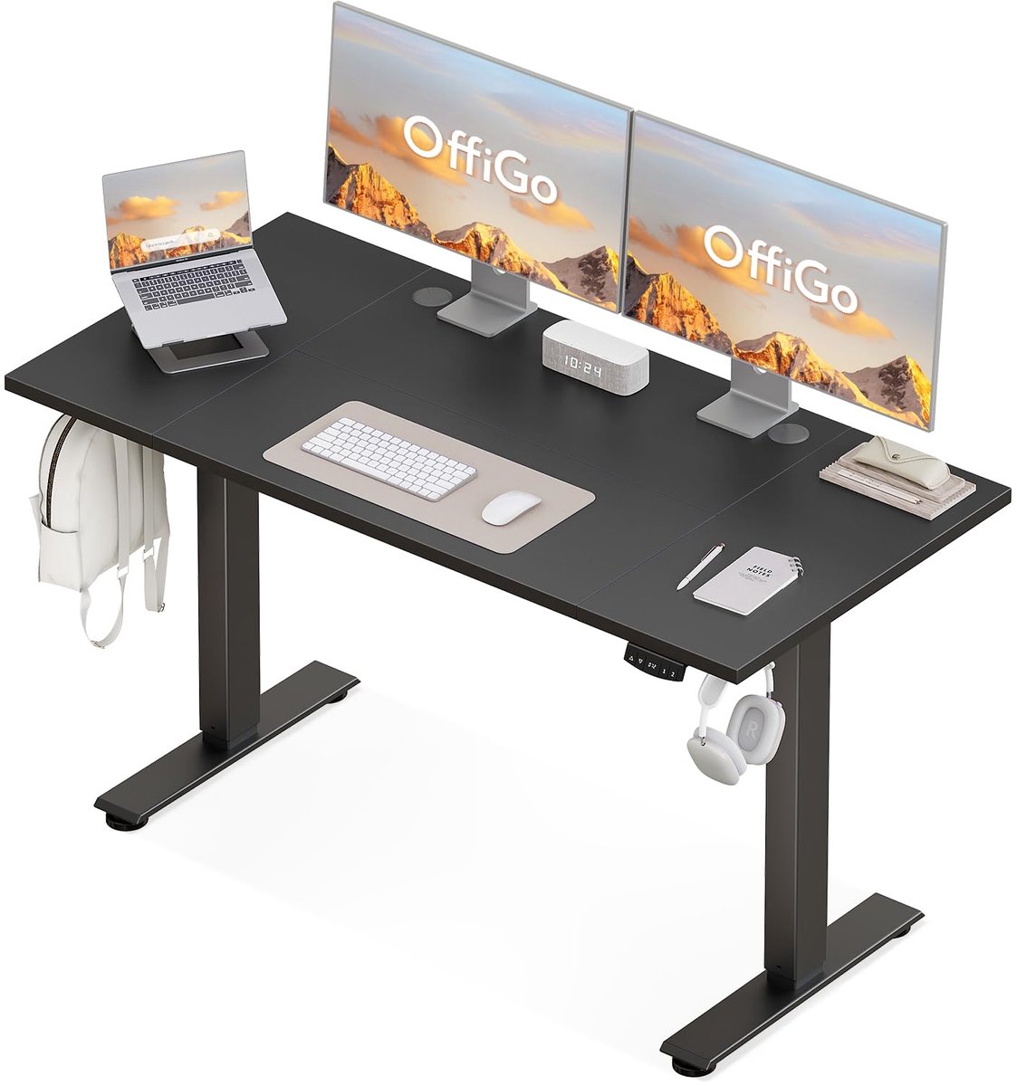 SnelShoppen - Hoogte Verstelbaar Bureau 140 cm, Elektrisch Ergonomisch Gaming Bureau met Geheugenfunctie, Modern Zwart Computerbureau voor Thuiswerk e