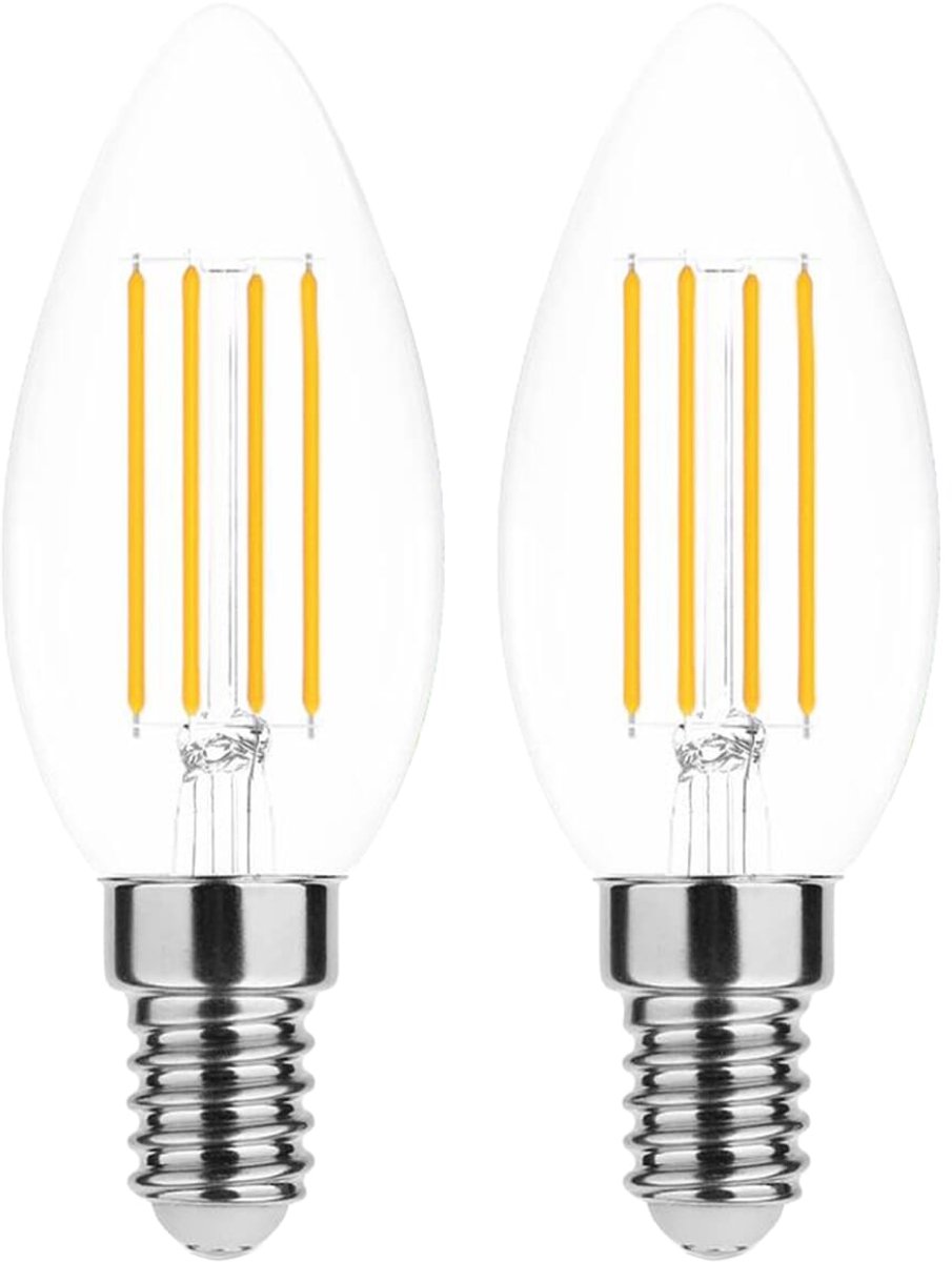Modee E14 LED Filament Lamp Dimbaar - 5.9W 806LM 2700K - Warm Wit - LED Filament Kaarslamp C37 - 2 stuks