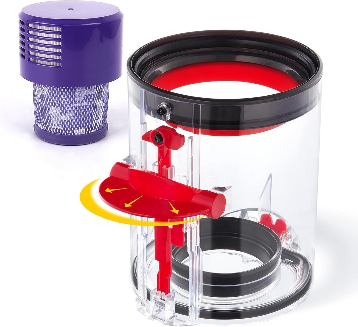 Compacte Stofcontainer voor Dyson V10 Motorhead Stofzuiger met HEPA Filter, 14.5 cm, Reserveonderdelen en Compatibiliteit met V10 Accessoires