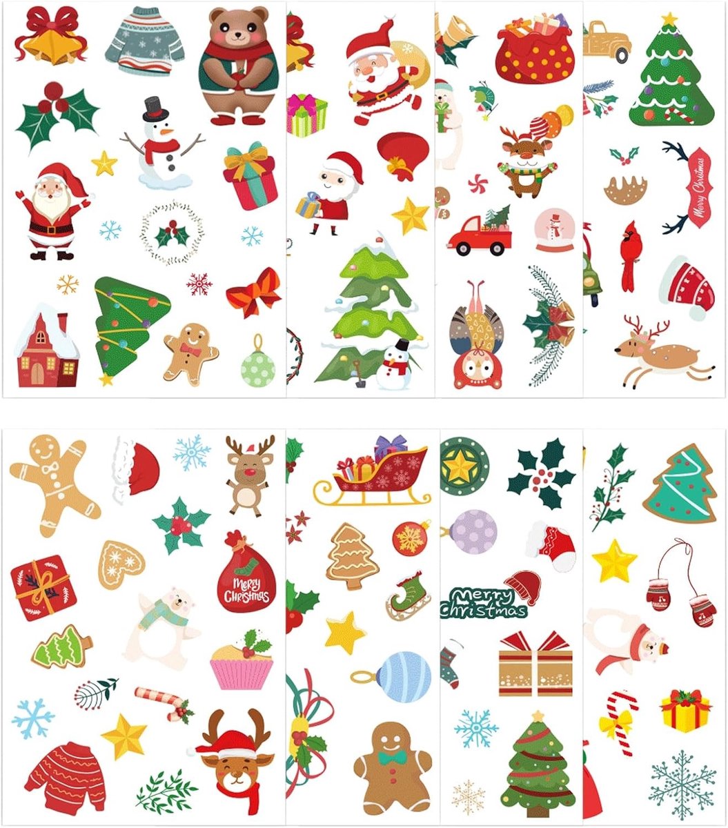 Set van 16 Kerststickers voor Kinderen, Creatieve Stickers voor Knutselen, Scrapbooking en Versiering van Cadeaus en Fotoalbums