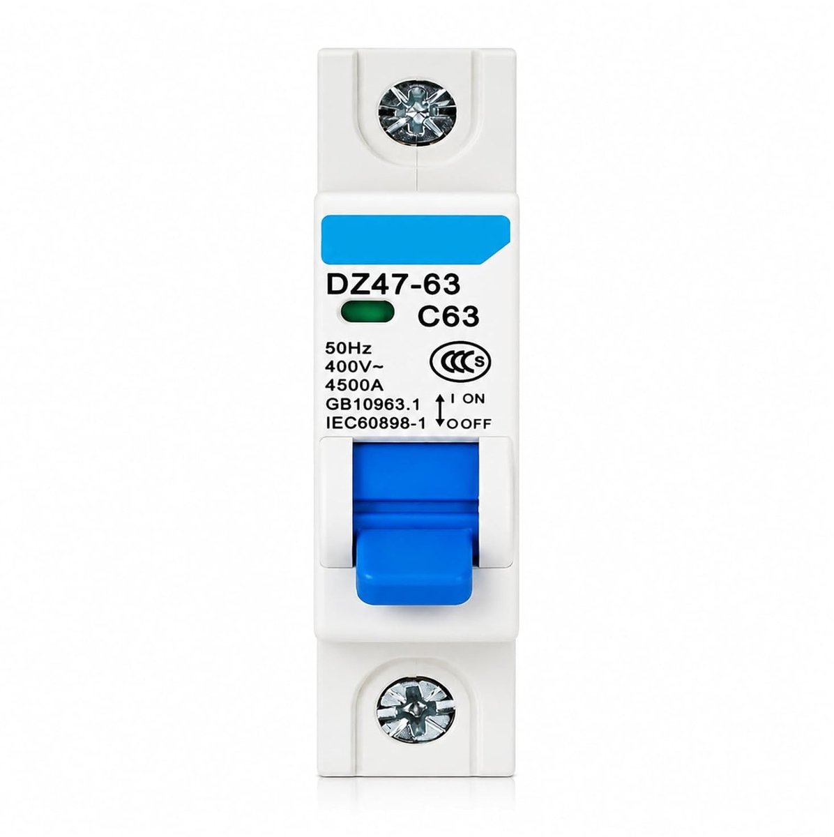 Compacte 16A installatieautomaat 1P 230V met overbelastingsbeveiliging, kortsluitbeveiliging en vlamvertragende behuizing voor C45-rail montage