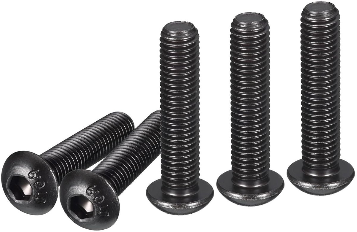 Hexagon Socket Head Schroeven 1.5x45mm - Set van 10 Stuks - Geschikt voor Machines, Carbon Staal, Volledige Draad, Zwart Oxide Afwerking
