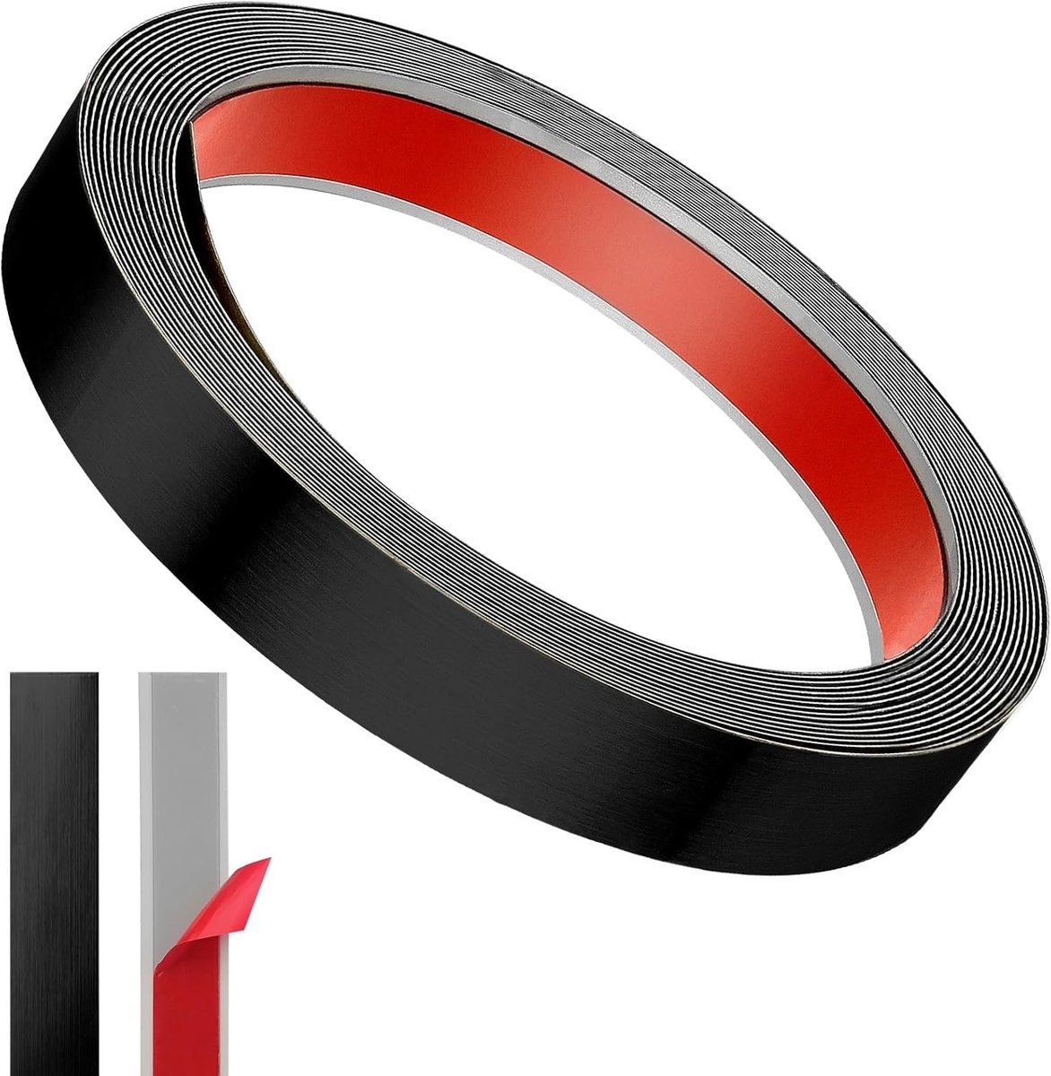 Decoratieve Moulding Zwart RVS Tape Zelfklevend 6m x 20mm Voor Muur, Deur en Meubels