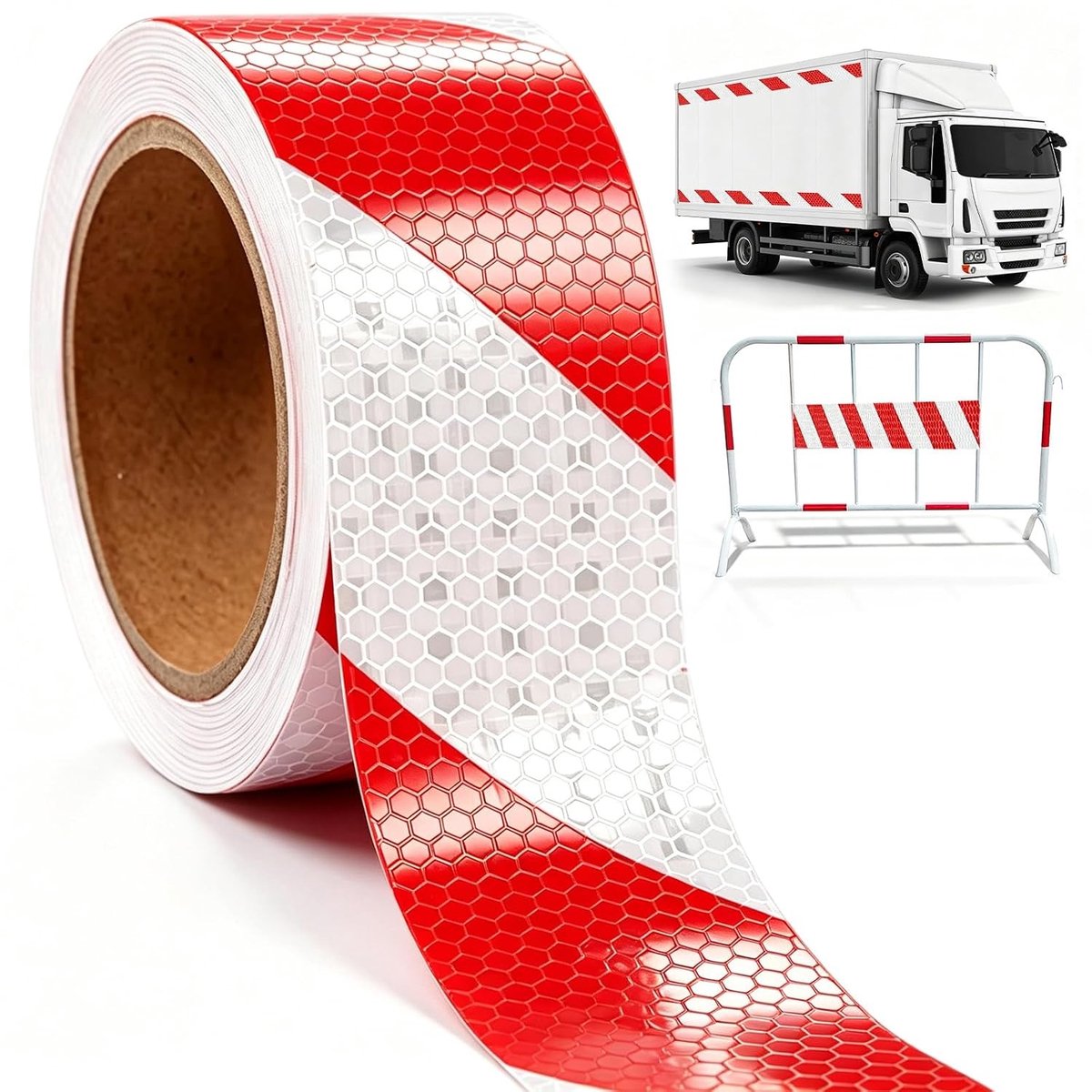 Waterdichte Reflecterende Veiligheidswaarschuwingstape, Zelfklevend en Duurzaam, Ideaal voor Auto, Motorfiets, Fiets en Aanhanger, Rood en Wit