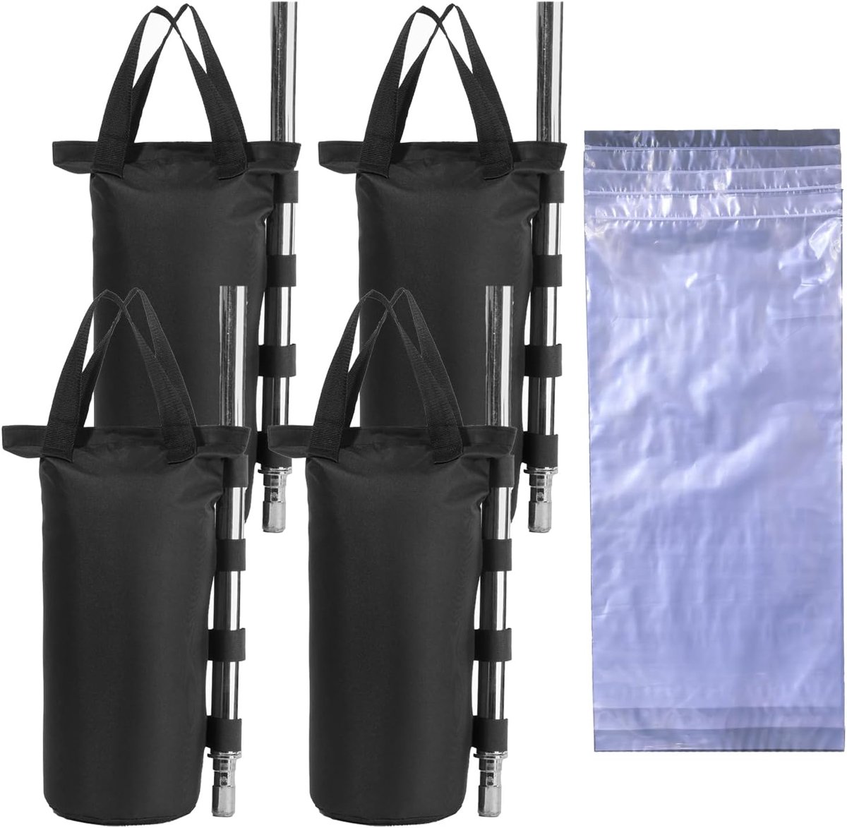 SnelShoppen - Canopy Gewichtzakken Set met Wateropbergzakken voor Tuinhuisje, Tent, Partytent, Carport - 6-Pack Zandzakken en 6-Pack Waterzakken - Zwa