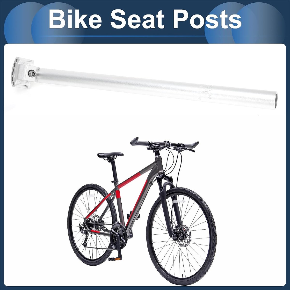 Verstelbaar Fietszadel van Aluminiumlegering, 27,2 x 450 mm, Lichtgewicht en Duurzaam met Bevestigingsclip