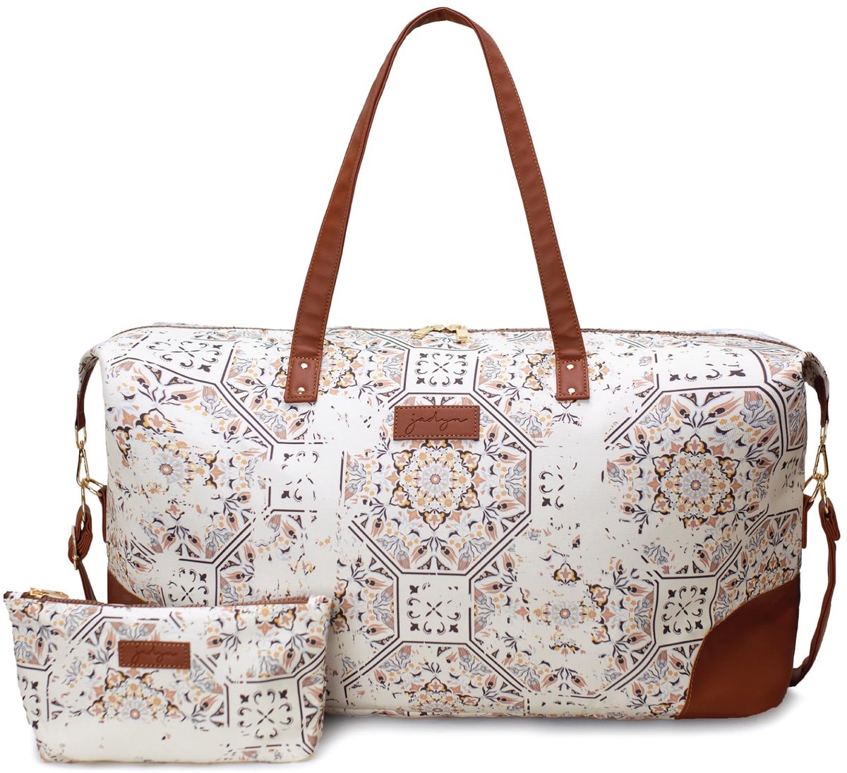 SnelShoppen - Luna Duffel Reis- en Sporttas 54 cm - 37L - Met Toilettas Rits Pouch - Mozaiek Softside Plunjezak met Vegan Lederen Accenten - Ideaal vo