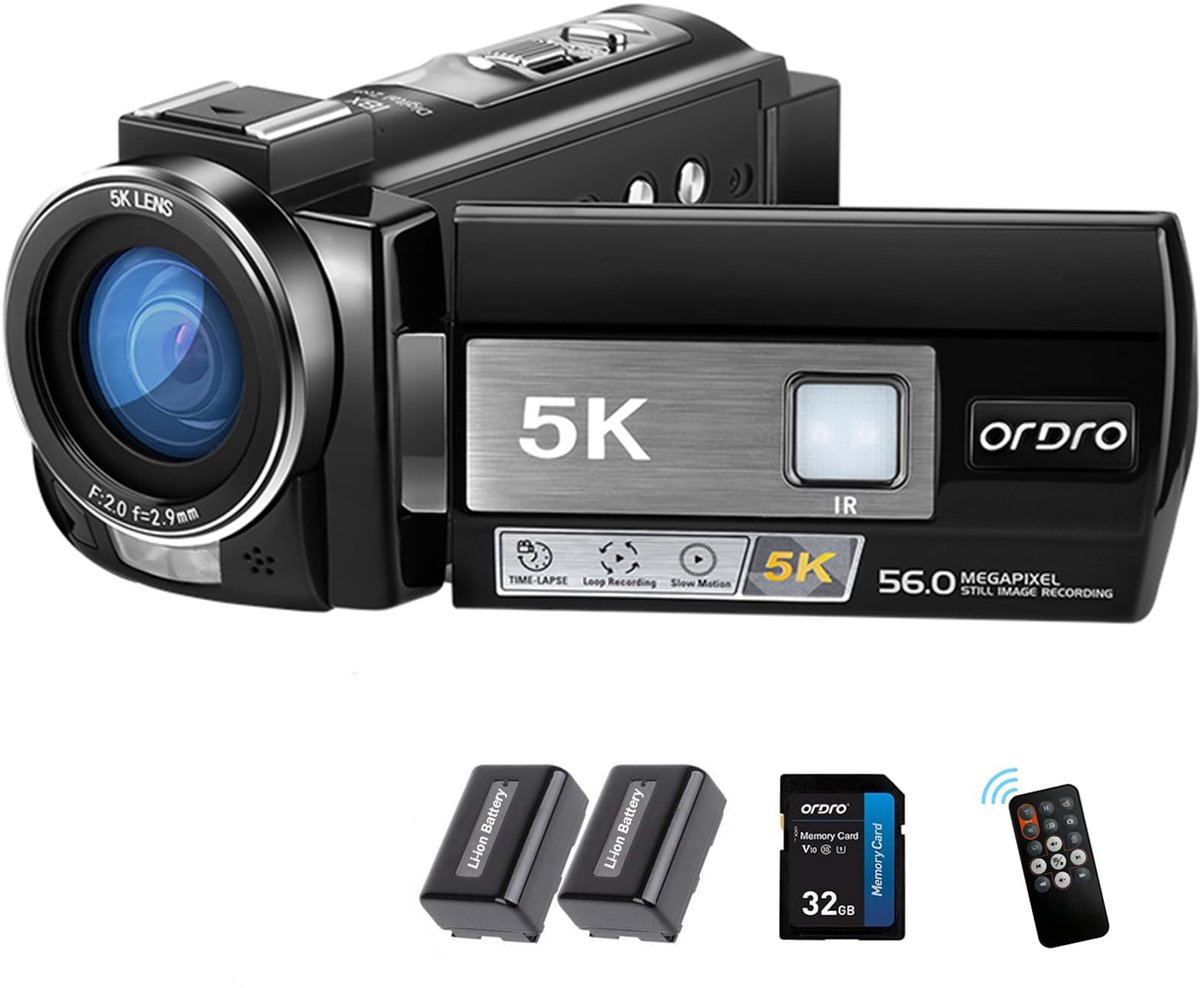 SnelShoppen - 5K Camcorder 56MP Digitale Camera met 18x Zoom, IR, WiFi, WDR, 1/2,7 inch CMOS-sensor voor Vloggen en Fotografie