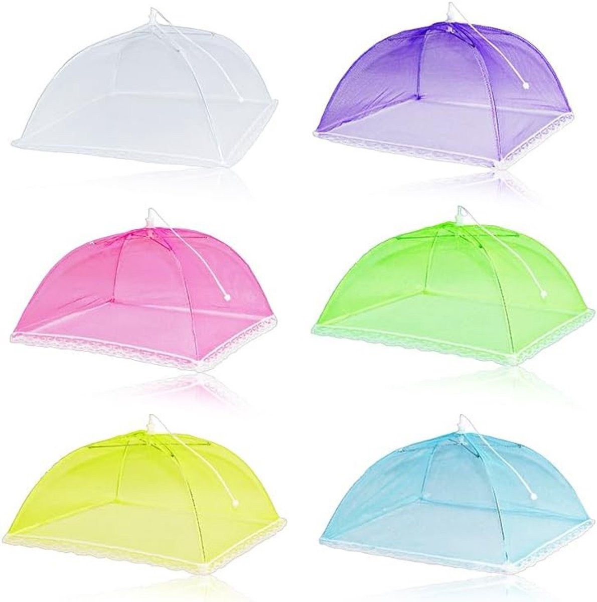 Vouwbare vliegenhorren set van 6, ideaal als voedselbedekking en voor BBQ, 30 cm diameter