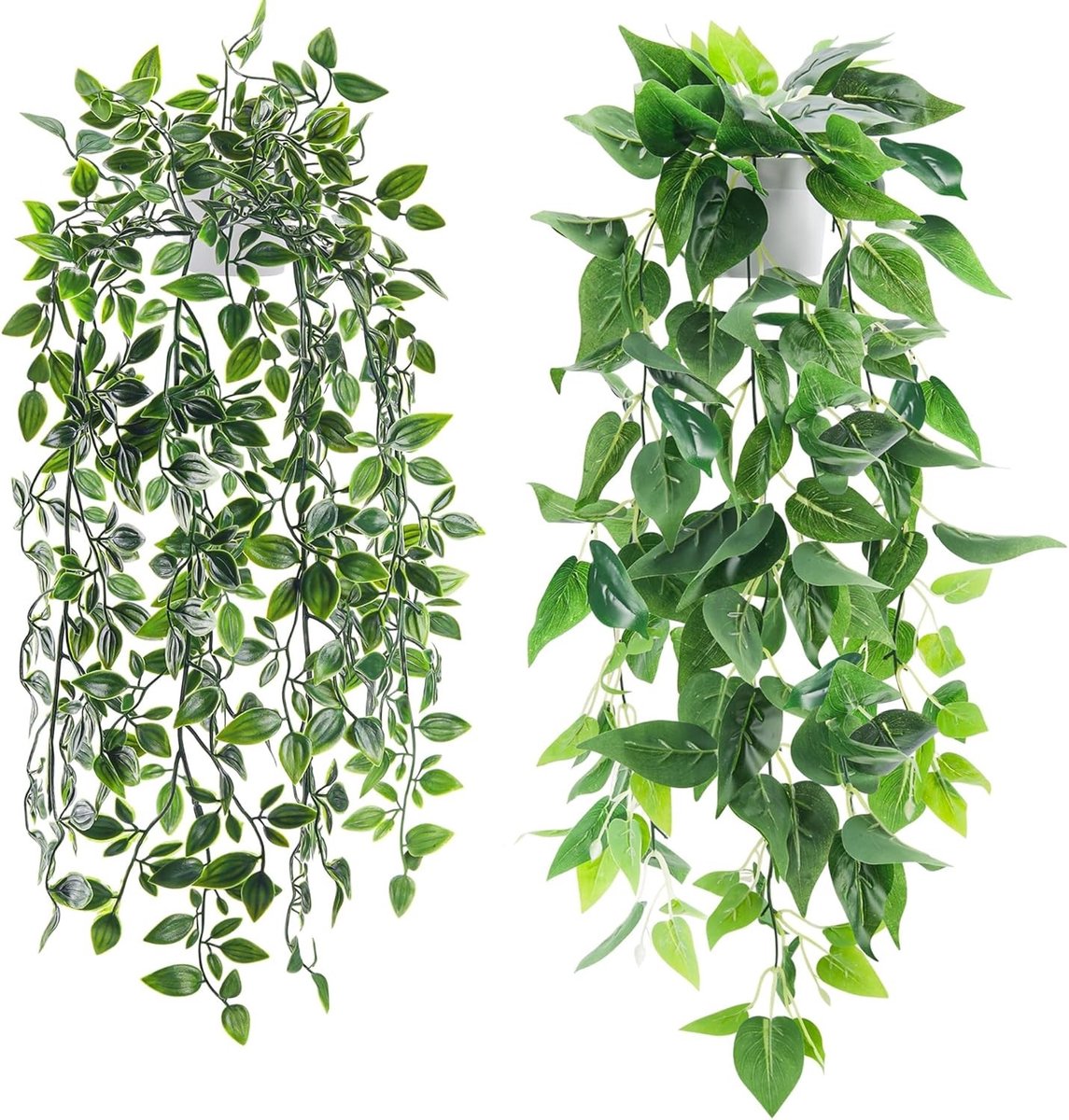 2 Pack Nepplanten Hangende Faux Potted Klimop Kunstplanten voor Binnen en Buiten Decoratie