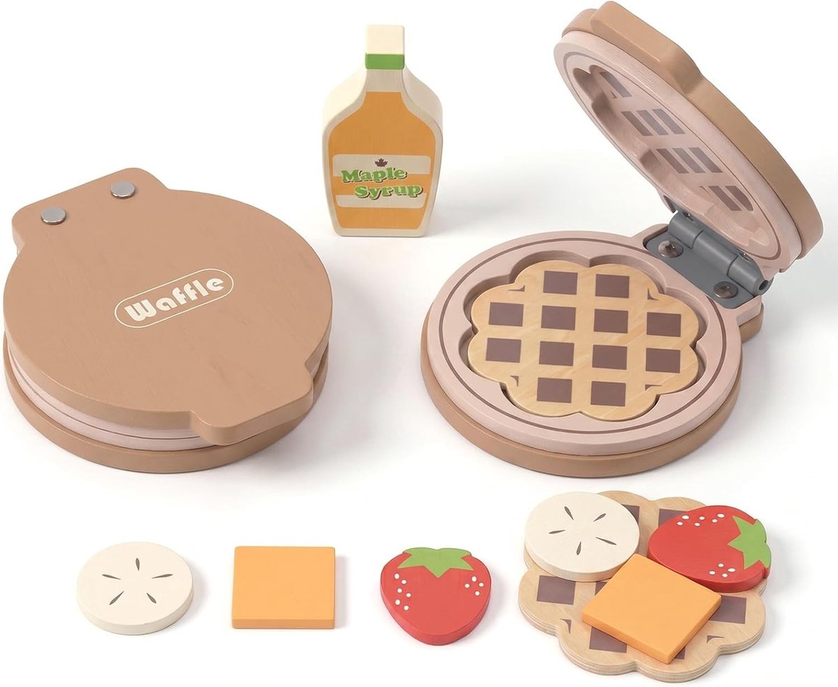 Speelgoed Wafelijzer van Hout voor Creatieve Kinderen - Leuke Keukenaccessoires en Rollenspel