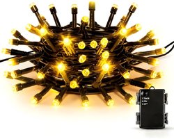 Flaspar Lichtsnoer voor buiten, batterij, 5 m, 50 leds, warmwit, met 6-uurs timer, IP65 waterdicht, voor binnen en - ShopVlot