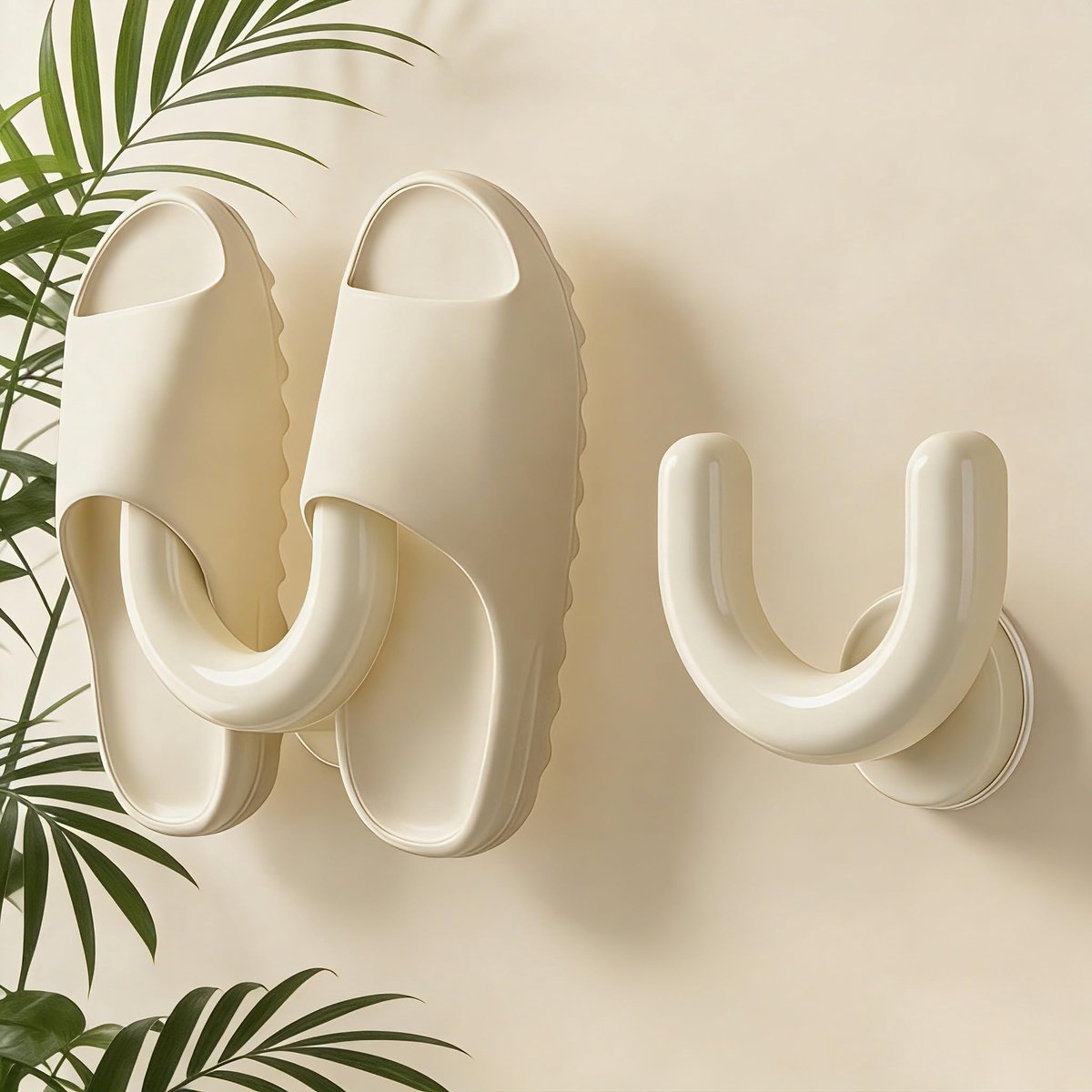 2 Stuks schoenenrek deur - Slipperhouder voor Badkamer - Zonder Boren Wandgemonteerde Douche Organizer met Zuignap - Ruimtebesparende Pantoffelhouder voor Handdoeken en Badkameraccessoires - Wit