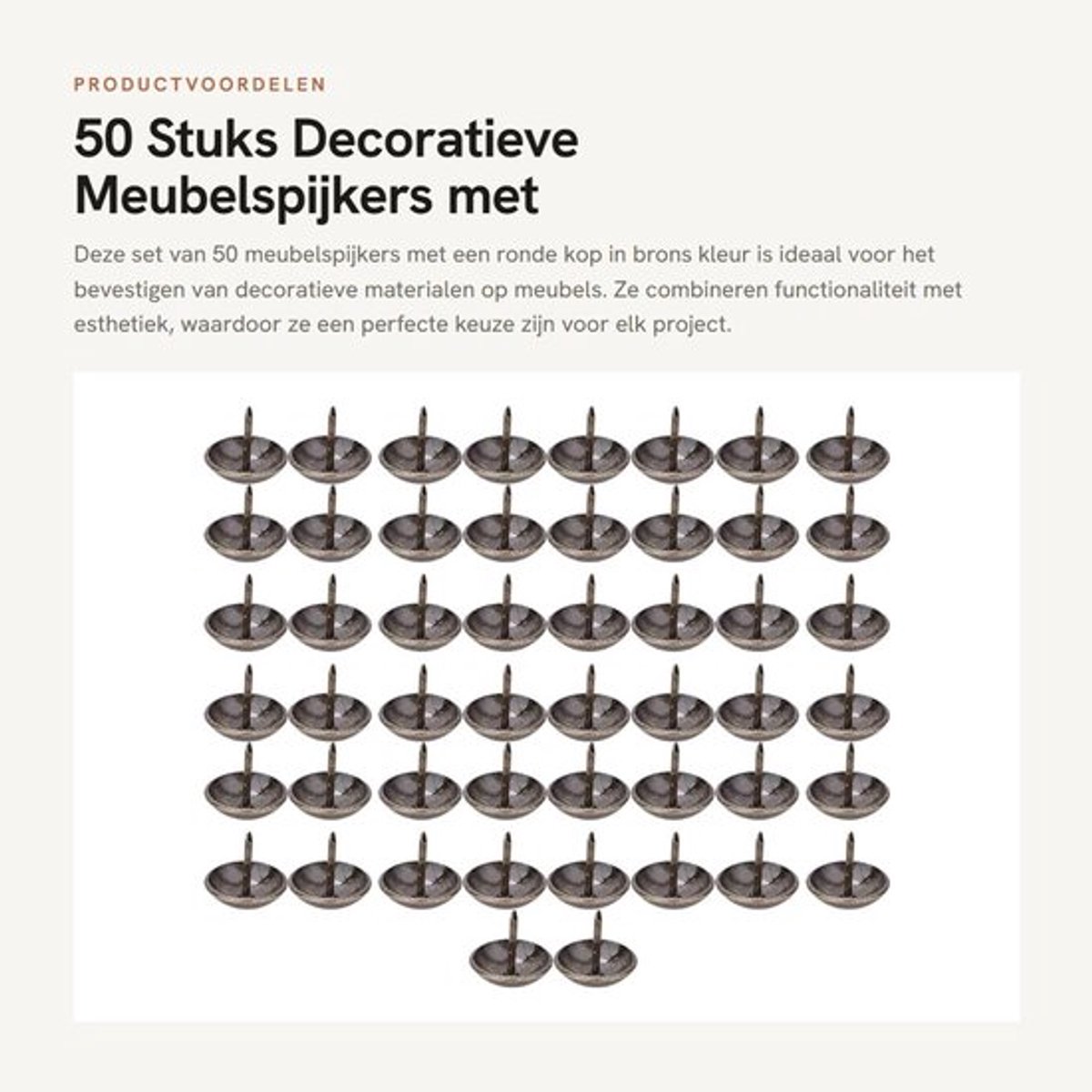 Bekleding Spijkers 50 Stuks - Verdikte Spijkers - Decoratieve Pinnen - Meubelspijkers - IJzeren Spijkers - Voor Banken/Manden/Deuren - Meubelnagels