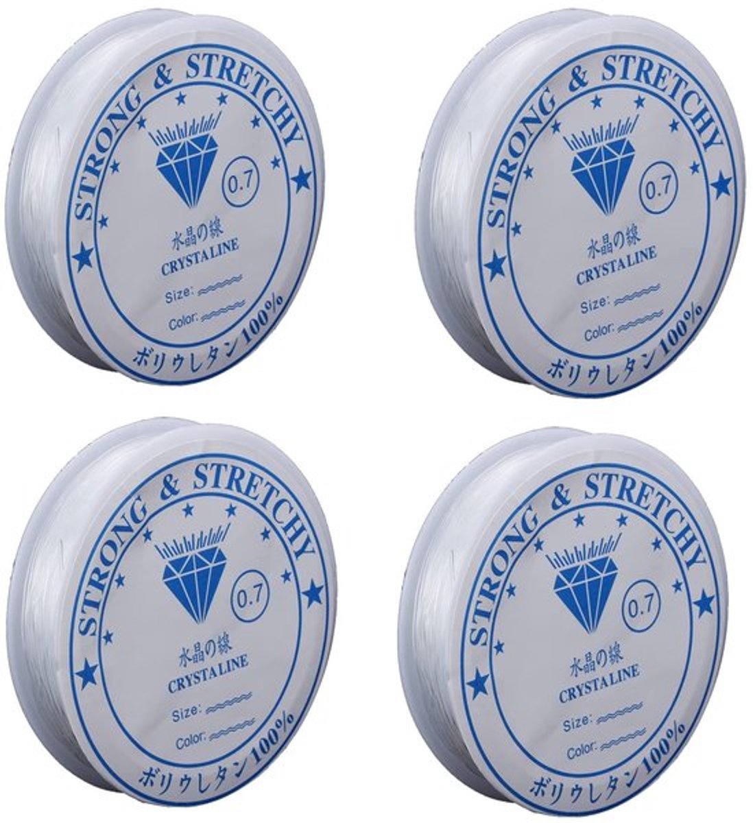 Kralenkoord 0,8 mm - 4 Rollen Elastisch - Transparant - DIY Sieraden Maken - Onzichtbare String - 6 meter per rol - Sieradenkoord