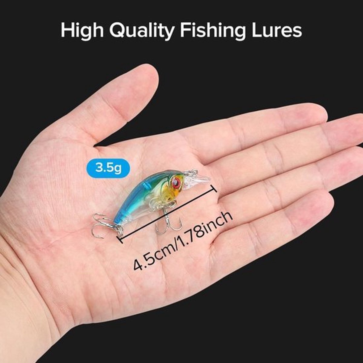 Minnow Bass Fishing Lures Set, 9 stuks/zak 4,5 cm/4 g kunststof visaas, haken, bas, kleine vette crankbait tackle voor zout water en zoetwater