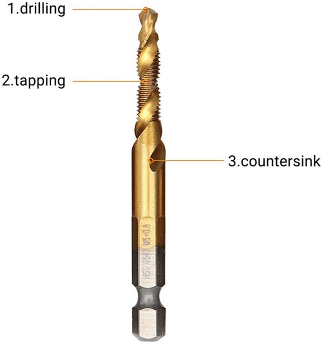 Boorkraan 6 Stuks - M3/M4/M5/M6/M8/M10 - HSS Boor/Tap Gereedschap - Zeskantschacht - Spiraalvormige Groef - Soepele Tapervaring - Tapset