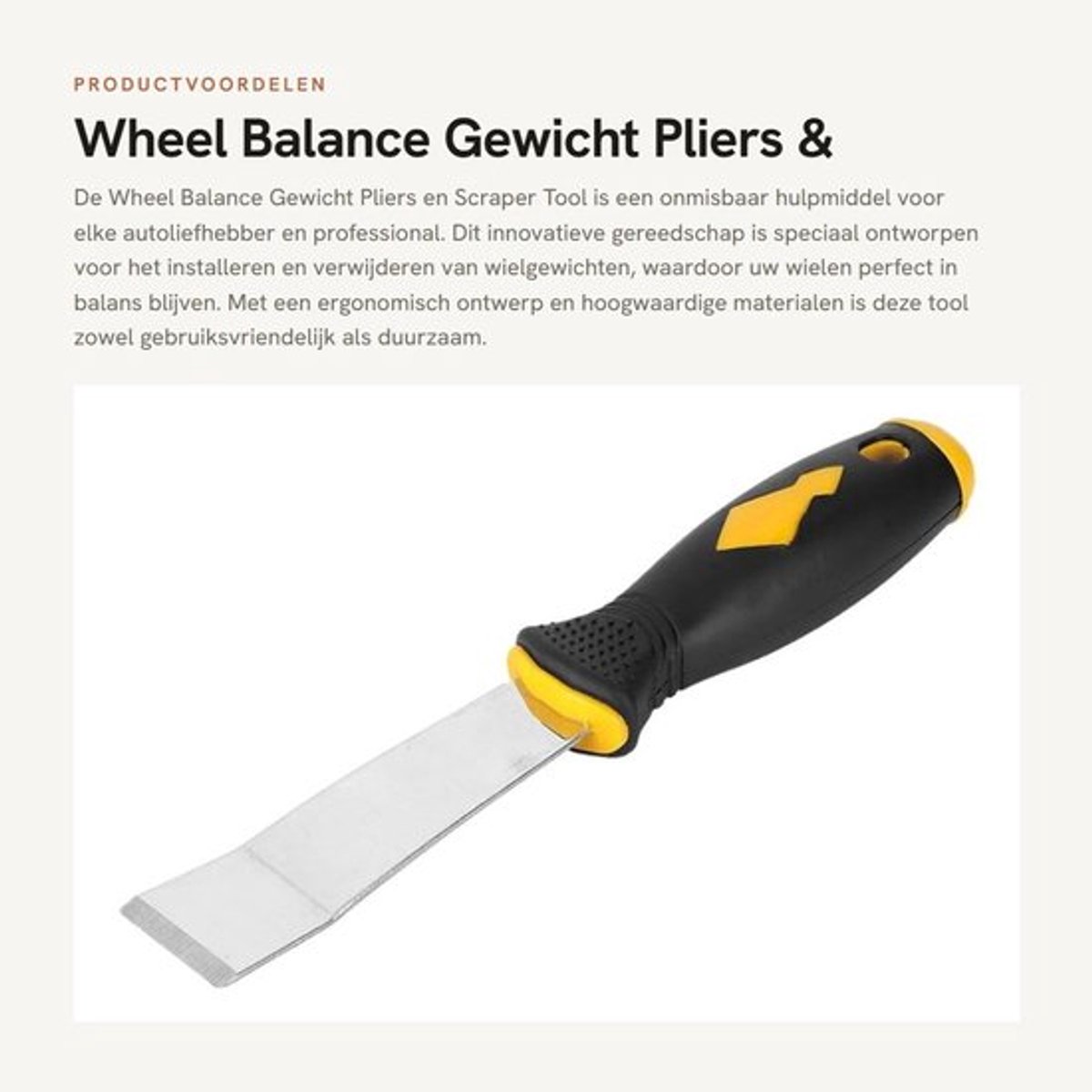 Balansgewicht Tool - Balansgewicht Verwijderaar/Installer - Balansschraper - Chrome Vanadium Staal - Handvat met Kunststof Coating - Lengte 22.5cm - Wielbalancer