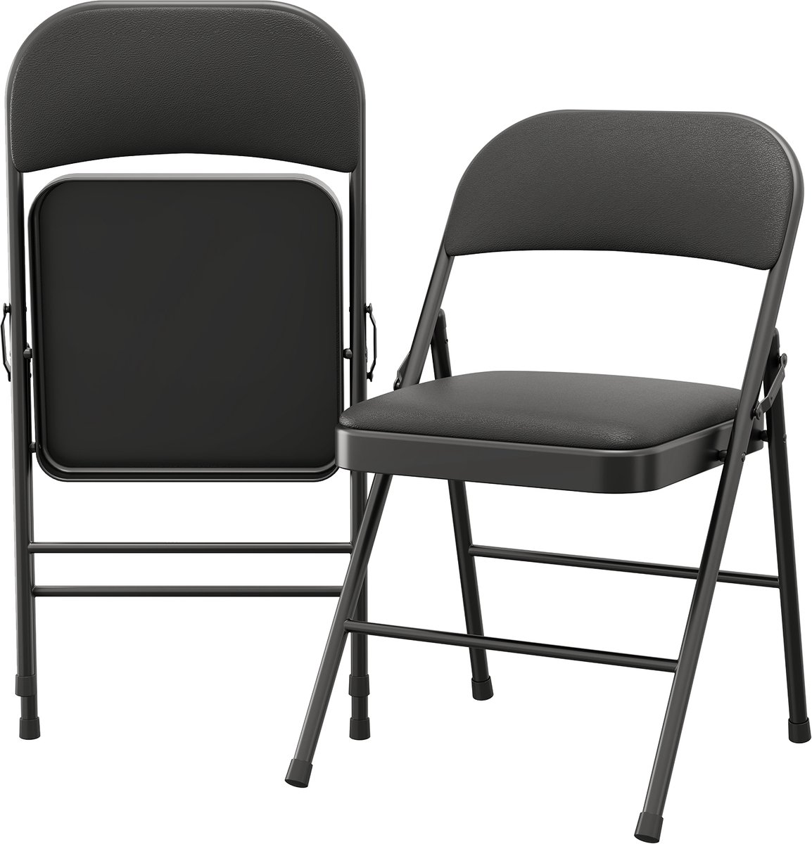 Triumpunpre 2-delige Opvouwbare Campingstoel Set - Stalen Frame met PU Zitting, 150kg Draagvermogen, Inklapbare Tuinstoel voor Kamperen, Vissen, Balkon en Tuin, Zwart