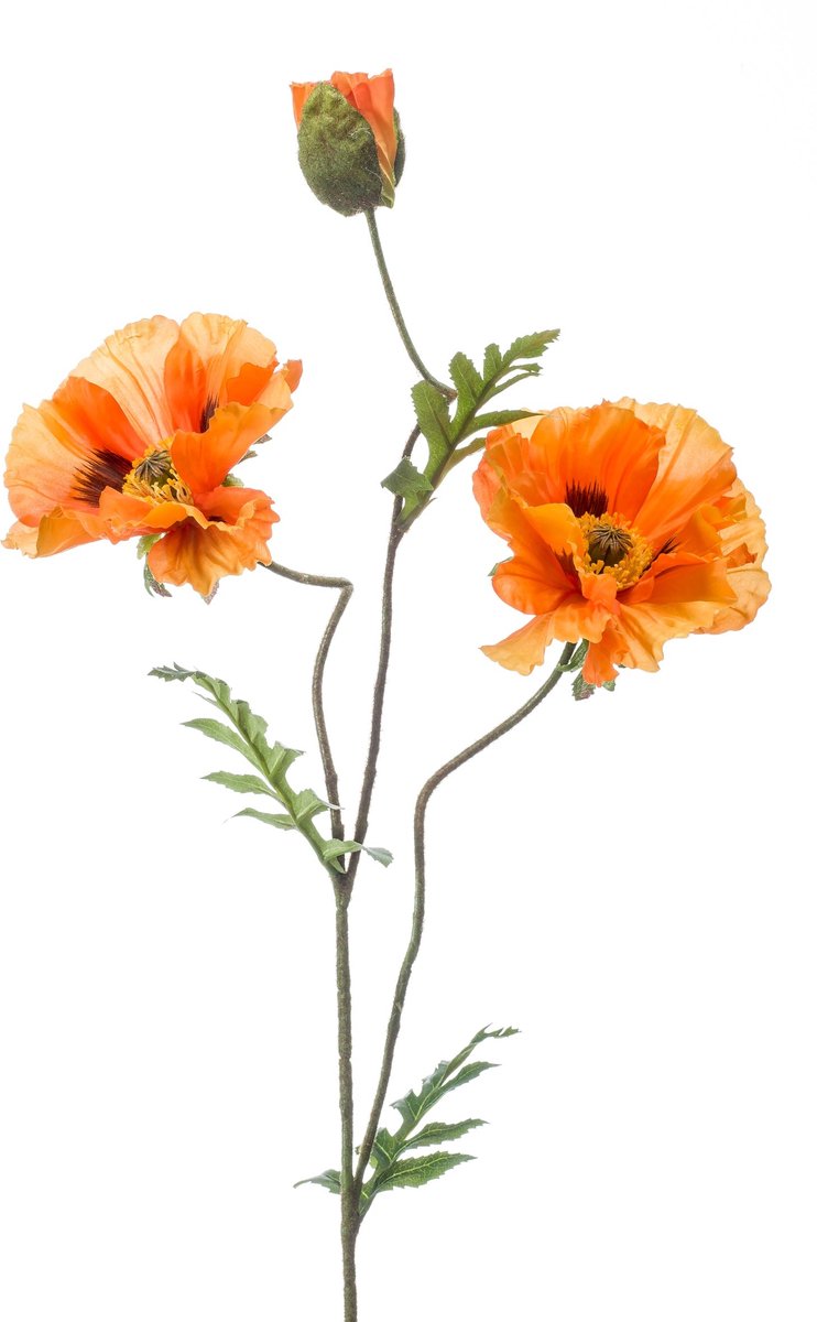 Emerald Kunstbloem Klaproos oranje 90cm - Kunstplant voor binnen