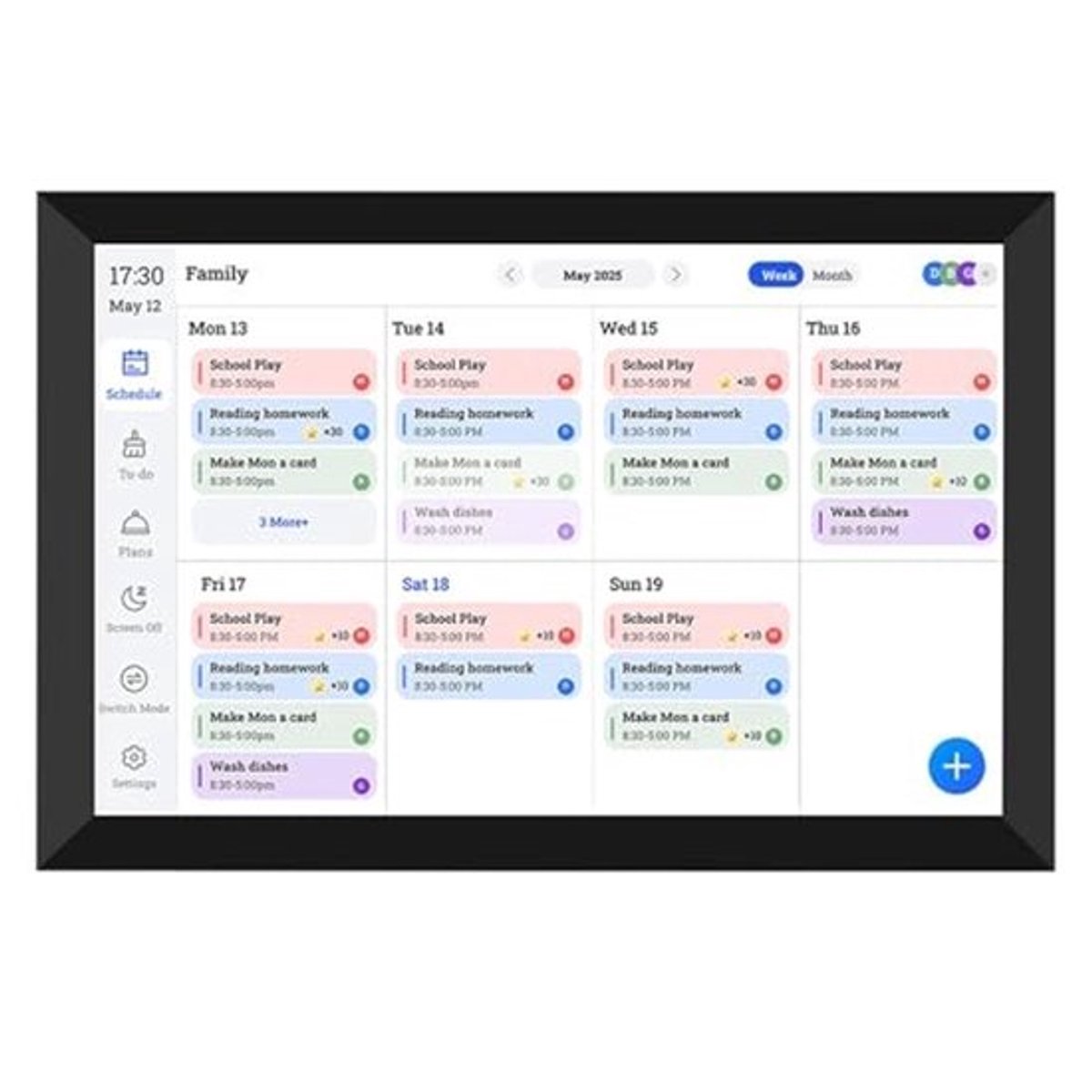 Digitale Kalender 10.1 Inch HD Touchscreen - Digitale Kalenderklok - Planner voor Gezinnen - Mobiele App-Compatibiliteit - WiFi Synchronisatie - Flexibel Beheer van Activiteiten - Smart Agenda