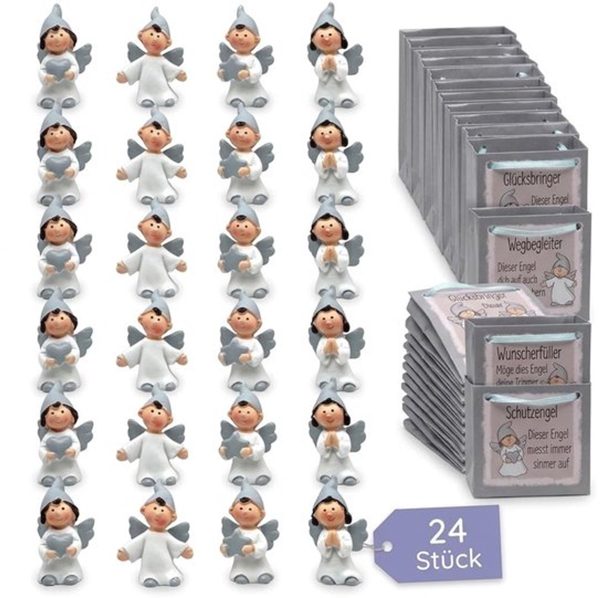 Beschermengel Set van 24 Stuks - Geluksbrengers - Raamhanger - Handbeschilderd - Geschenkzakje - Hemelse Bescherming - Engel