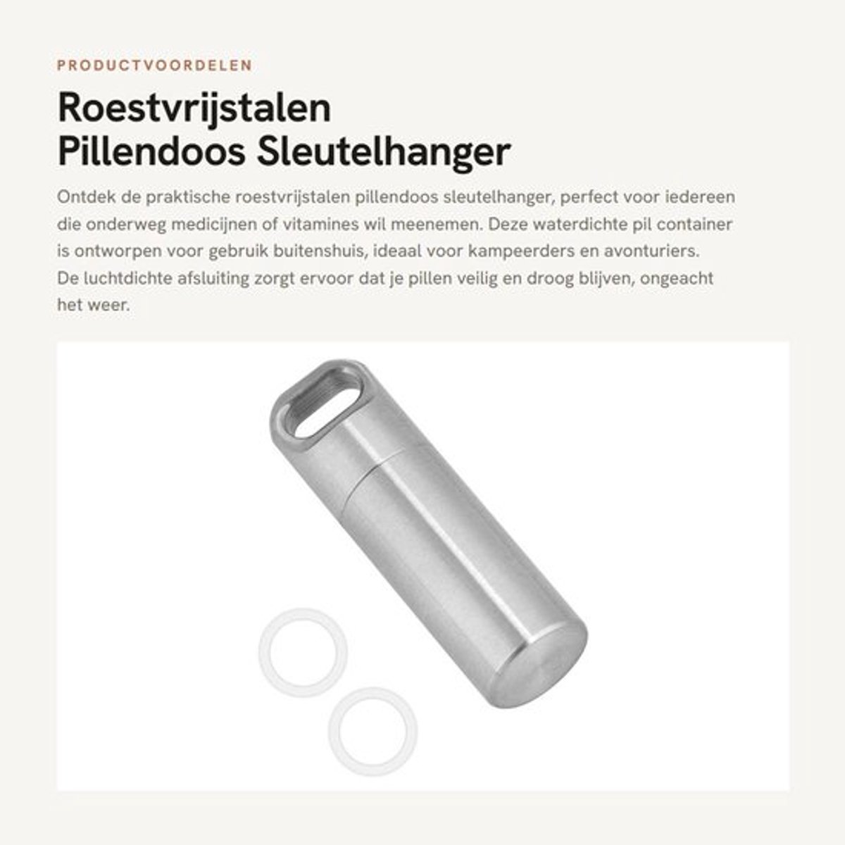 Pillendoos Waterdicht - Pillendoos Sleutelhanger - Luchtdichte Container - Veiligheidswaarschuwing - Voor Buiten Kamperen - Geschikt voor Medicijnen - Medicijncontainer
