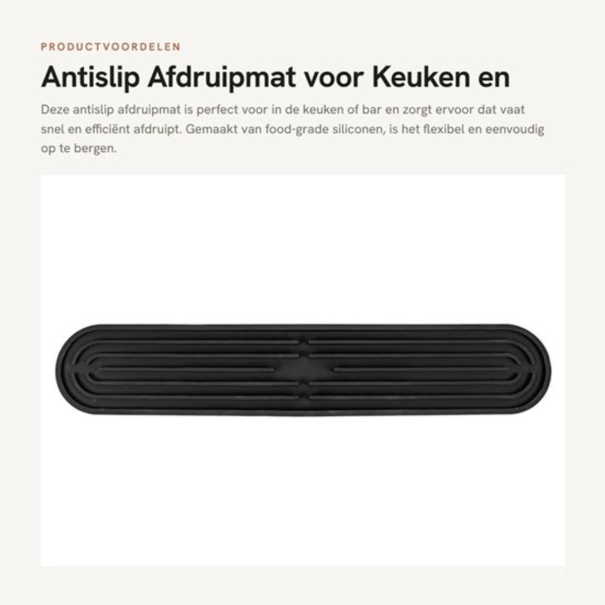Afdruipmat Antislip - Siliconen - Smal - 43 x 7,8 cm - Flexibel - Snelle Droging - Droogrek