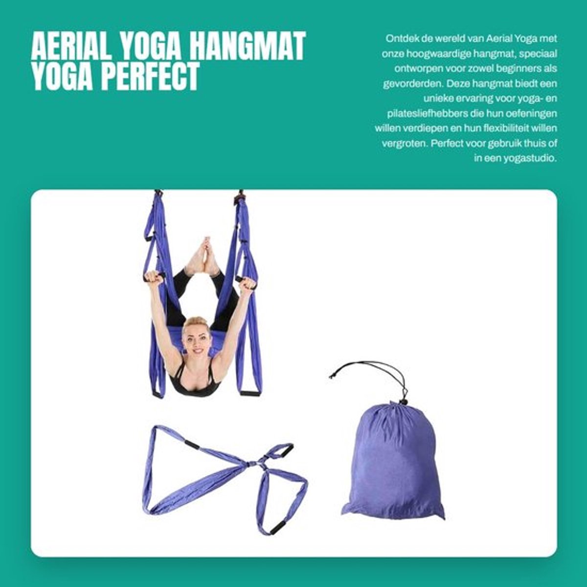 Aerial Yoga Hangmat - Huidvriendelijk - Schuimhandvat - Verstelbaar - Geschikt voor Thuispraktijk - Uitstekend Vakmanschap - Yogahangmat
