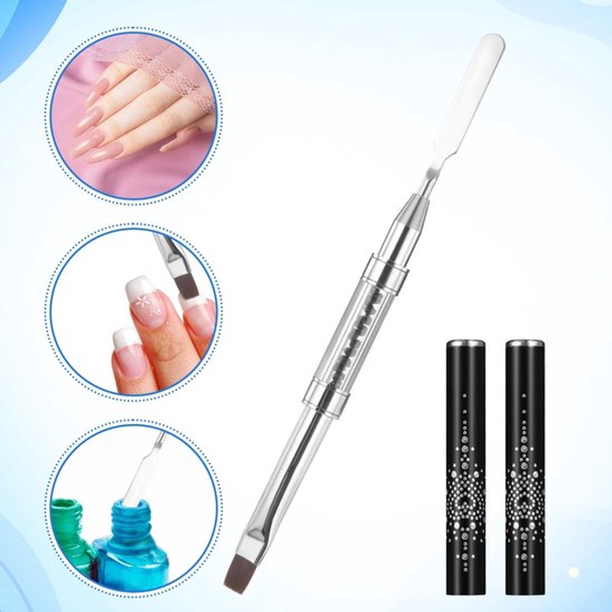 Nagelkwast 2-in-1 - Dual-End Penseel - Nagelgereedschap - Nailartkwast - Fijnlijnkwast - Nylon/Metaal Materiaal - Nailartborstel