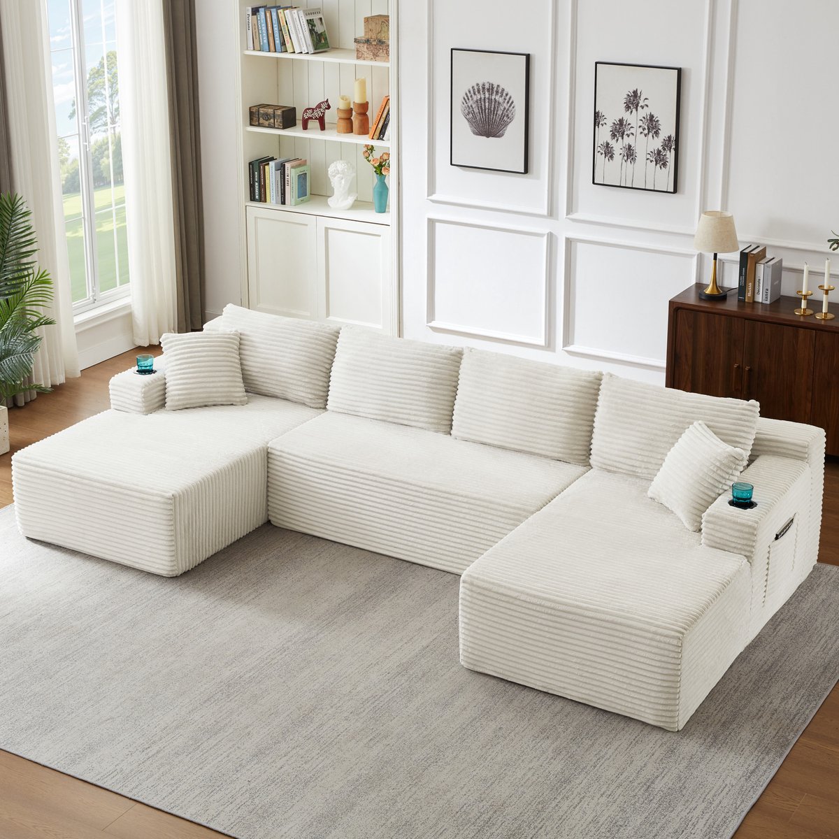 OKWISH U-Bank - Modulaire Loungebank Zonder Montage - Ergonomisch Design Met Zachte Diepe