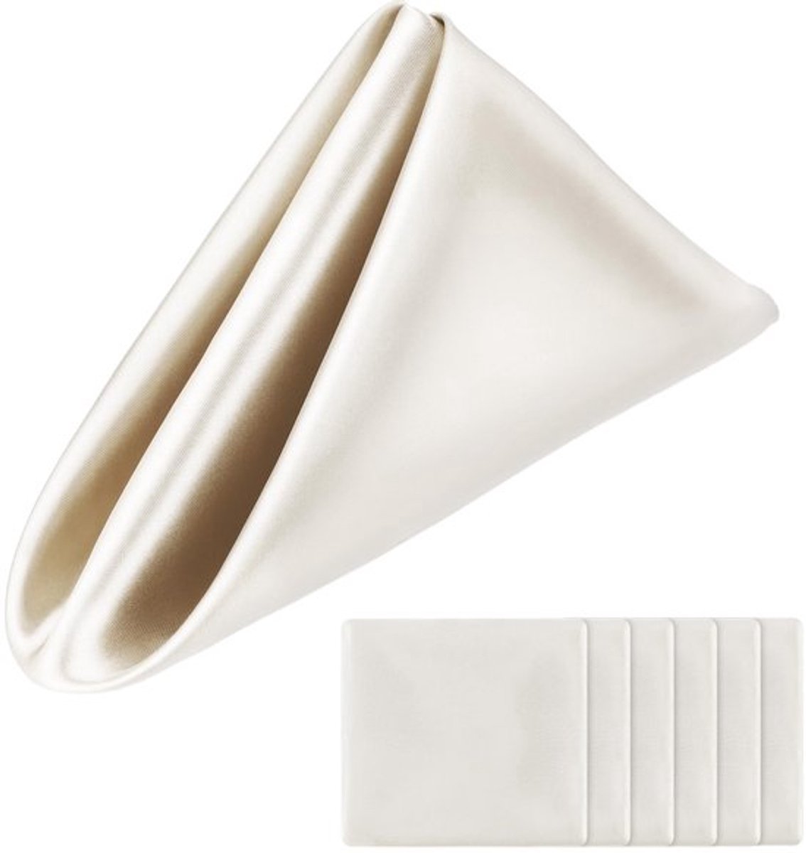 Damastservetten 6 Stuks - 43 x 43 cm - Scheurvast - Wasbaar - Zijdeachtige Stof - Hoogwaardig Ivoorkleurig - Tafelservetten