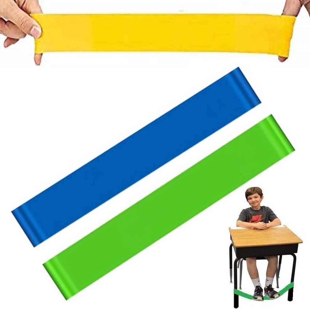 Set van 3 Elastische Fitness Stoelriemen, Kleurige Fidget Bands, Flexibel en Antistress, Geschikt voor Kinderen en Volwassenen